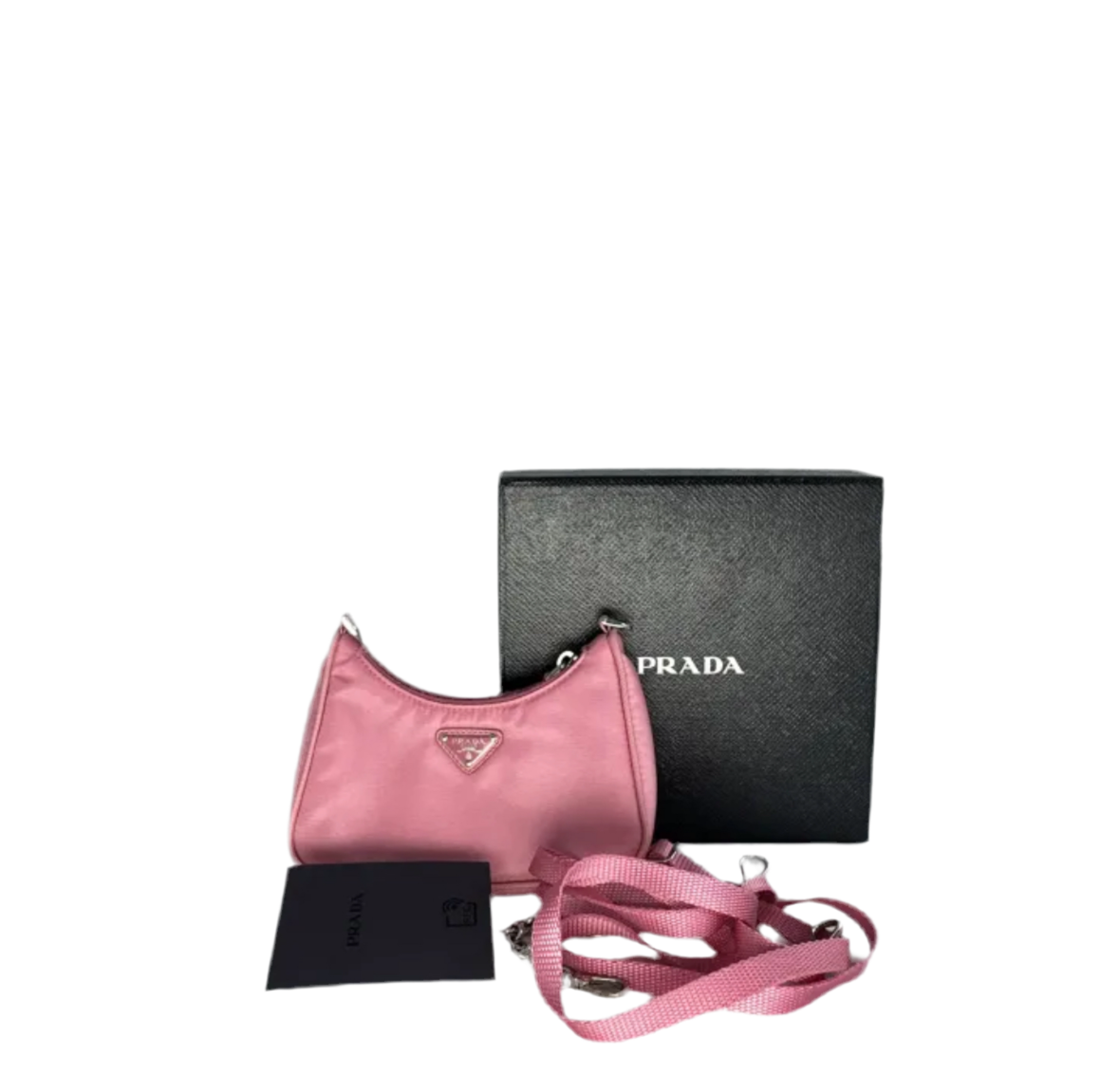 PRADA hoboRe-Edition zipper nylon underarm shoulder handbag Begonia pink