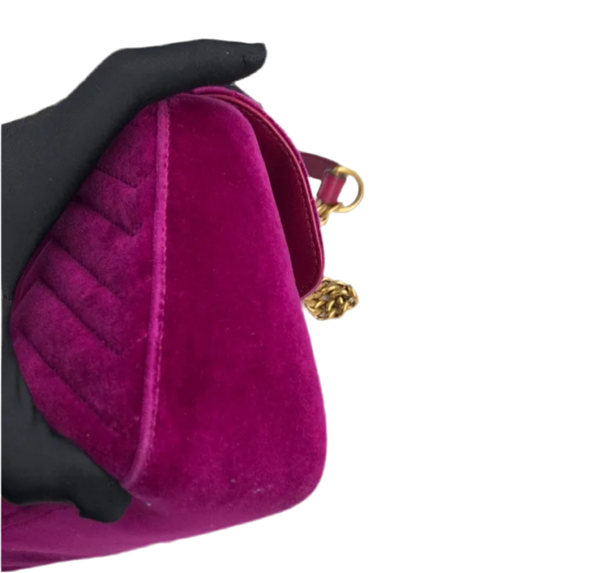 Gucci wavy velvet heart-shaped pattern double G handbag shoulder bag dark purple