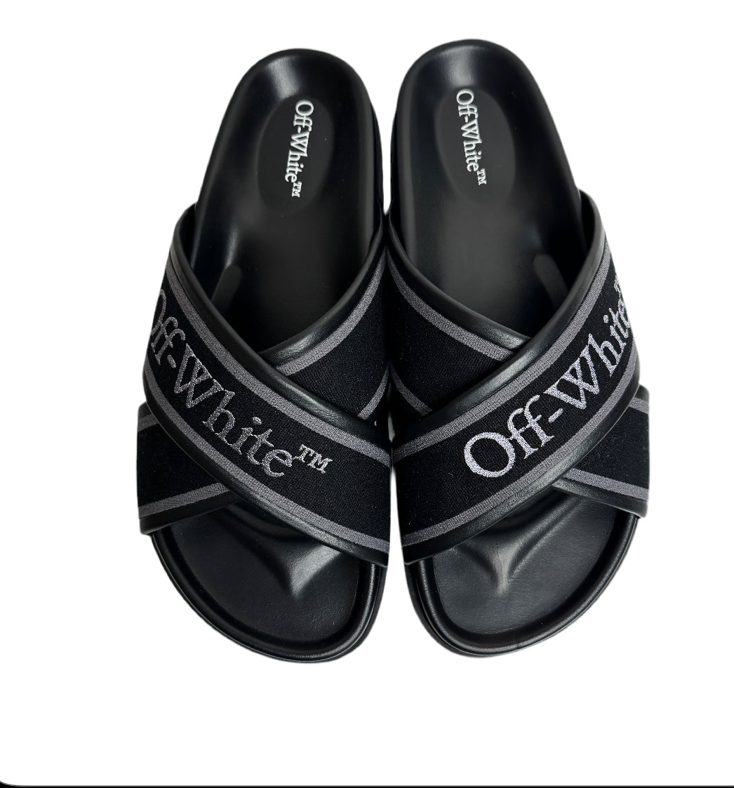 Off-White Cloud Criss Cross Slider Black