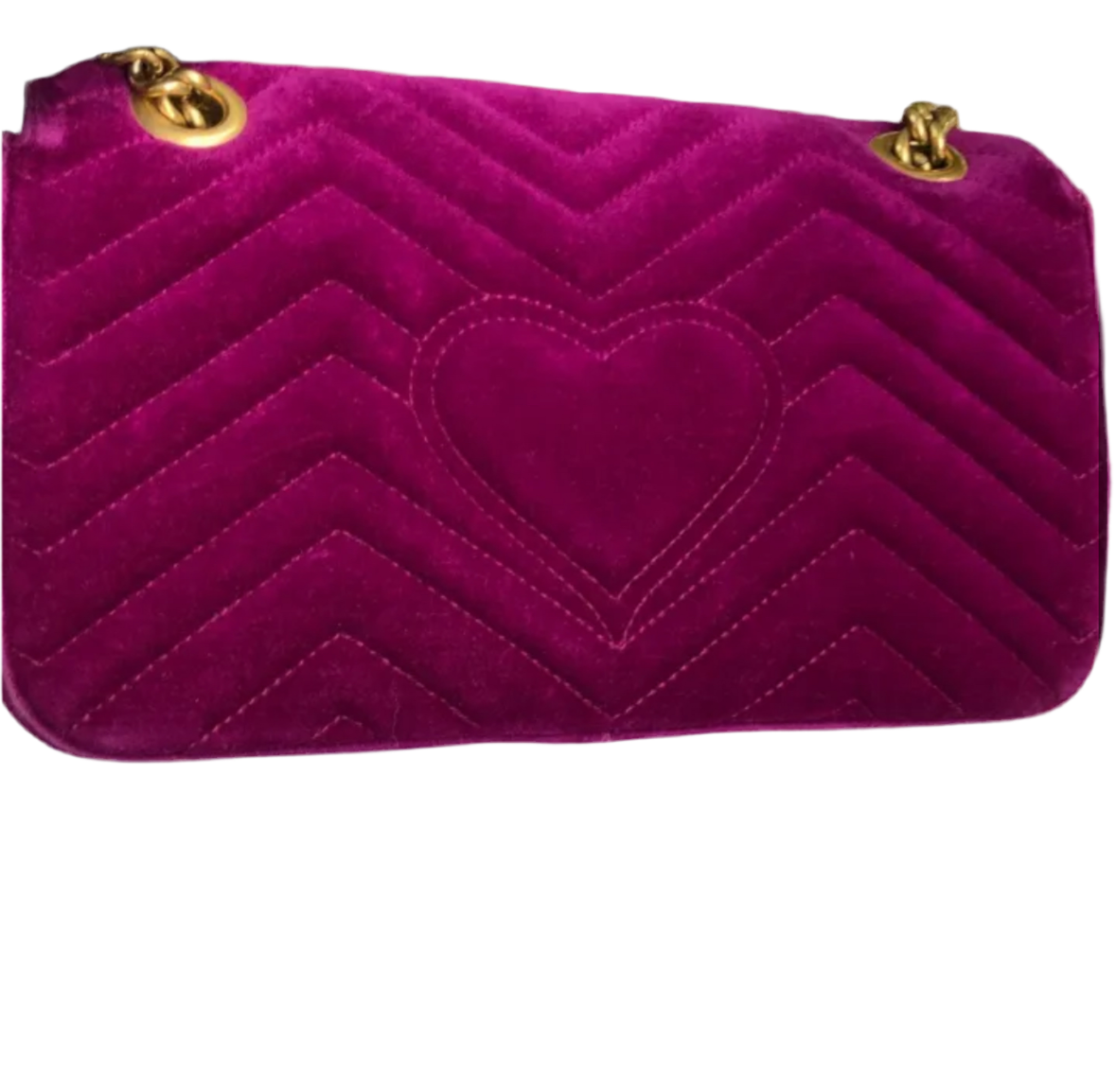 Gucci wavy velvet heart-shaped pattern double G handbag shoulder bag dark purple