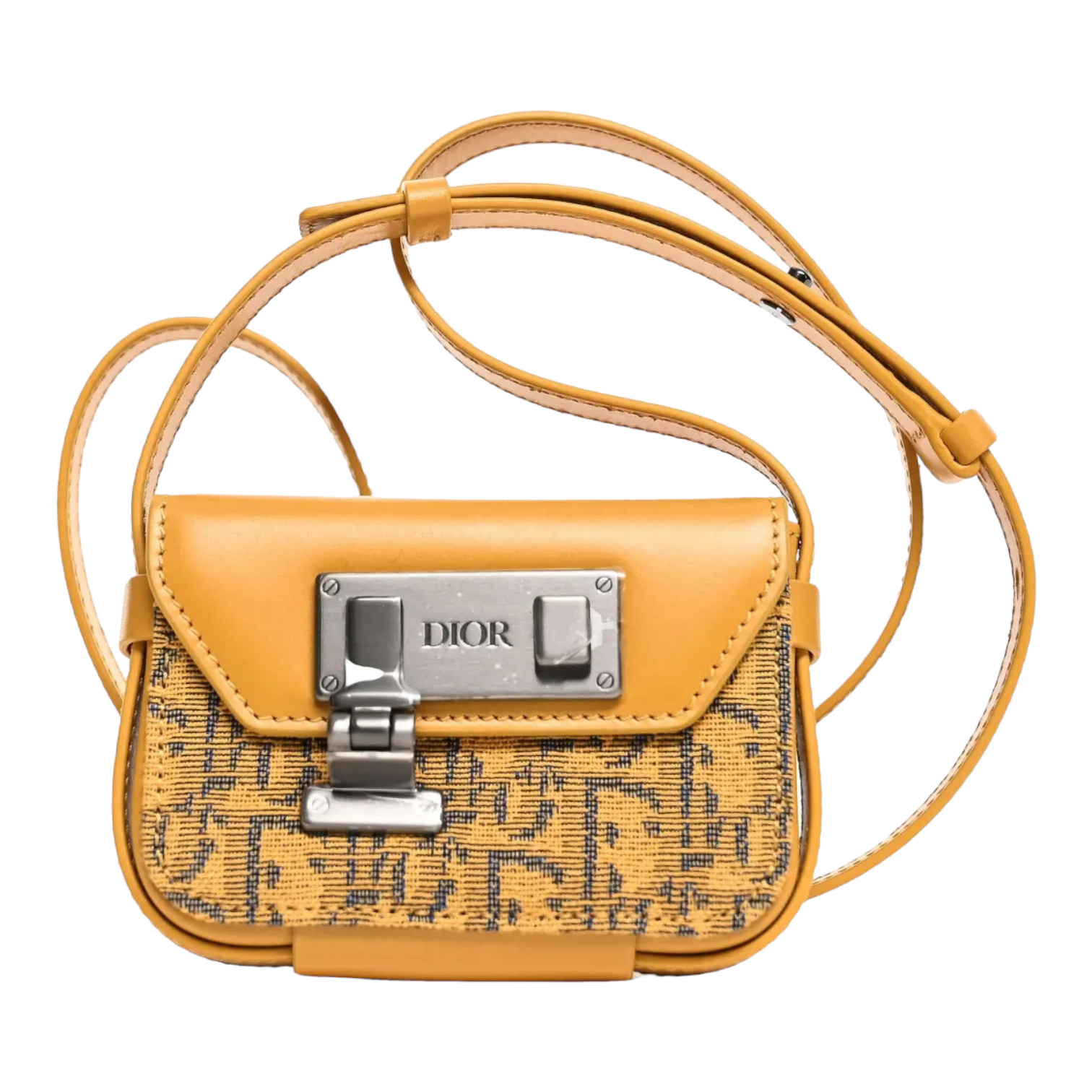 Dior Oblique Mini Lock Shoulder Bag Yellow