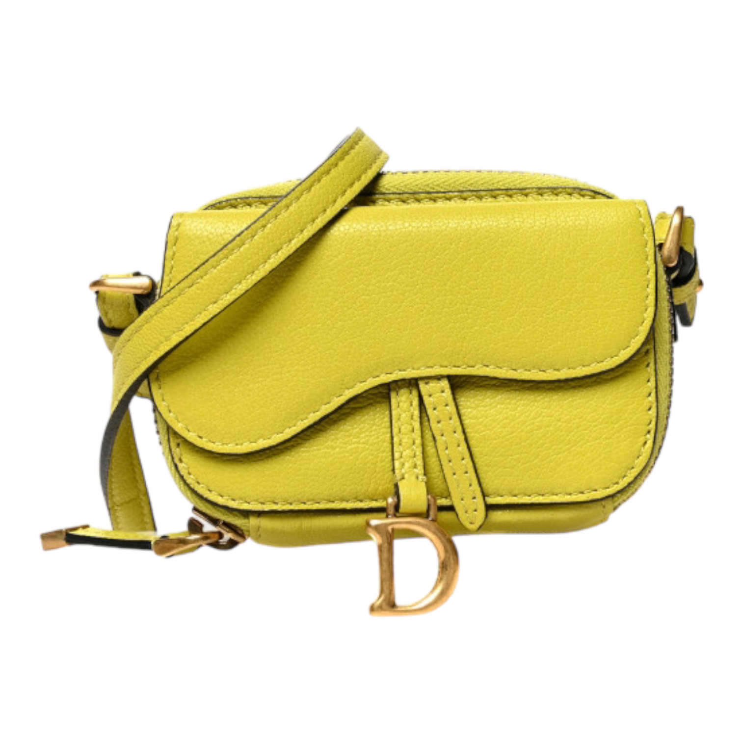 Dior Goatskin Mini Saddle Shoulder Strap Pouch Lime