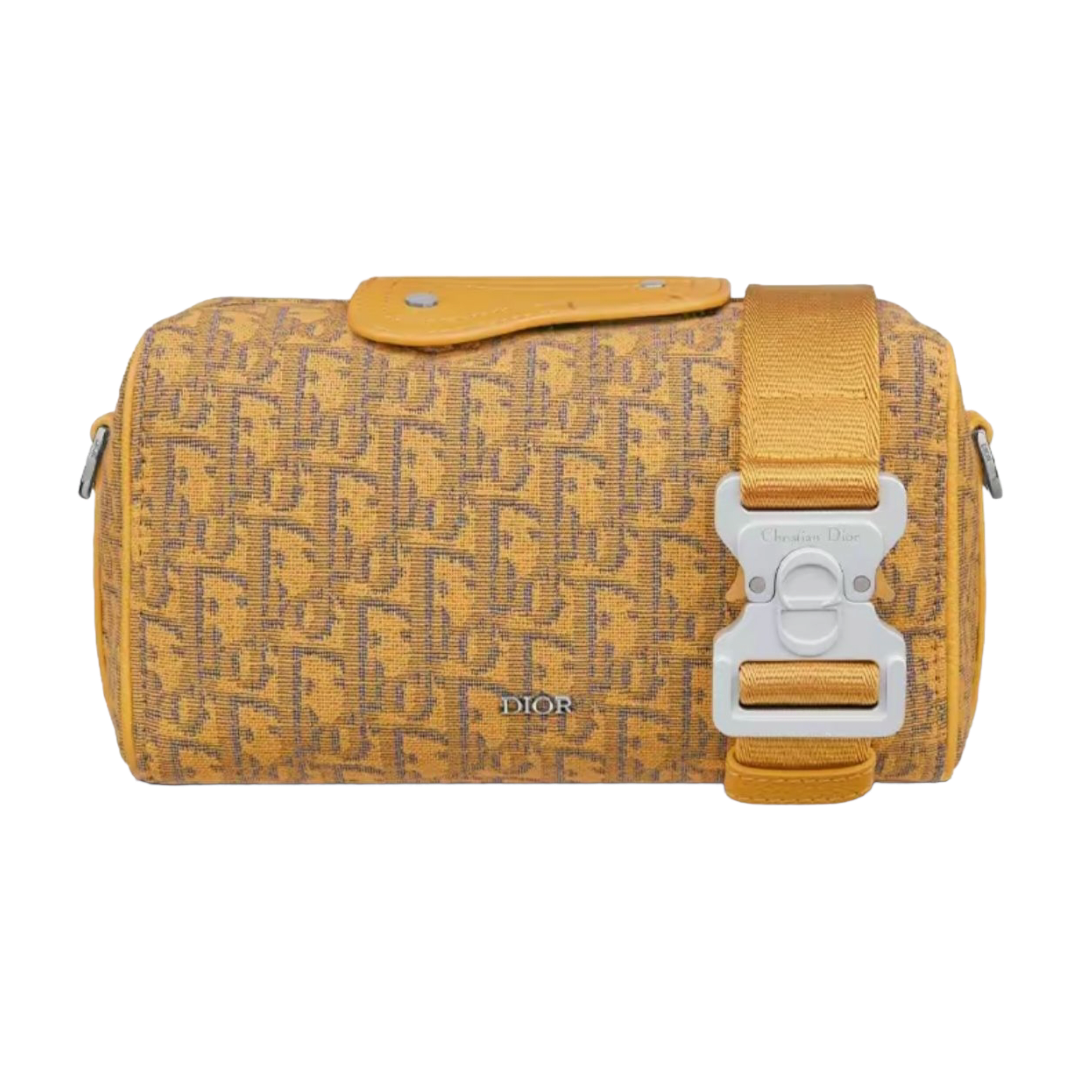 Dior Men Lingot 22 Bag Gold-Tone Dior Oblique Jacquard