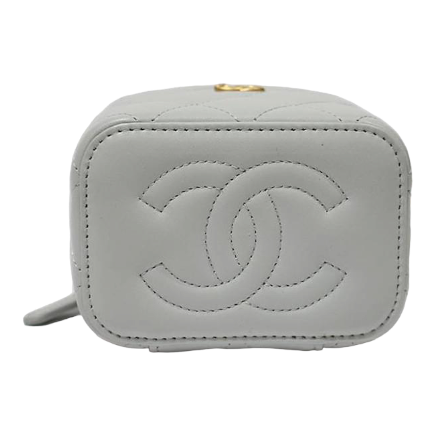 Chanel Micro Vanity Case In Pearl Gray Quilted Leather