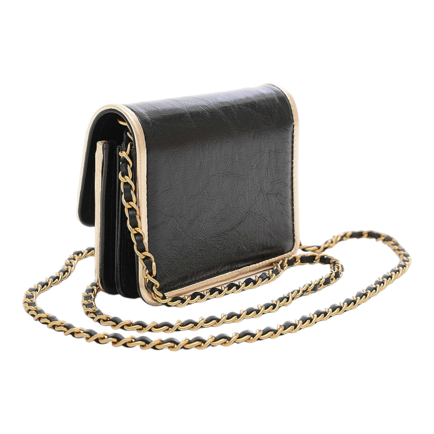 Chanel Mini Chain Wallet Clutch Leather Black AP2767