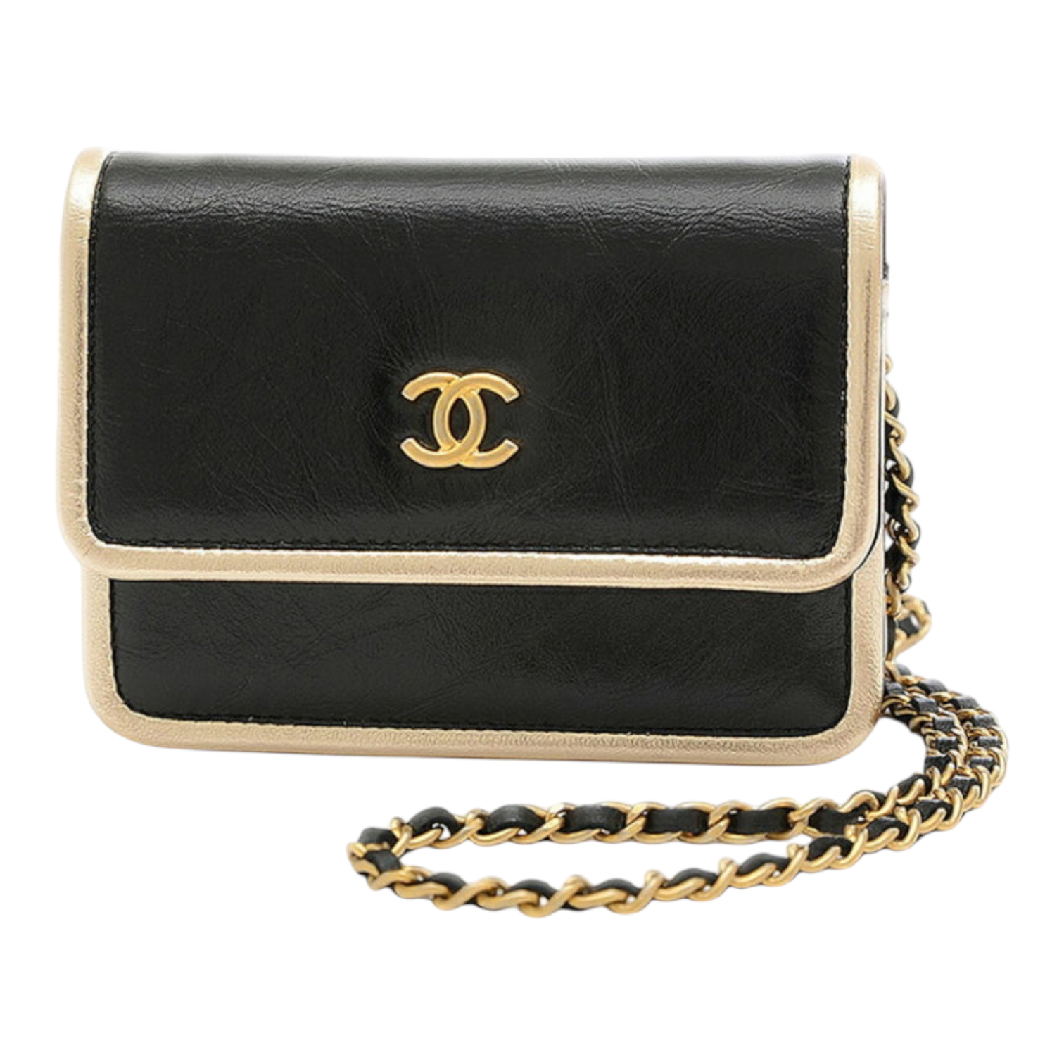 Chanel Mini Chain Wallet Clutch Leather Black AP2767