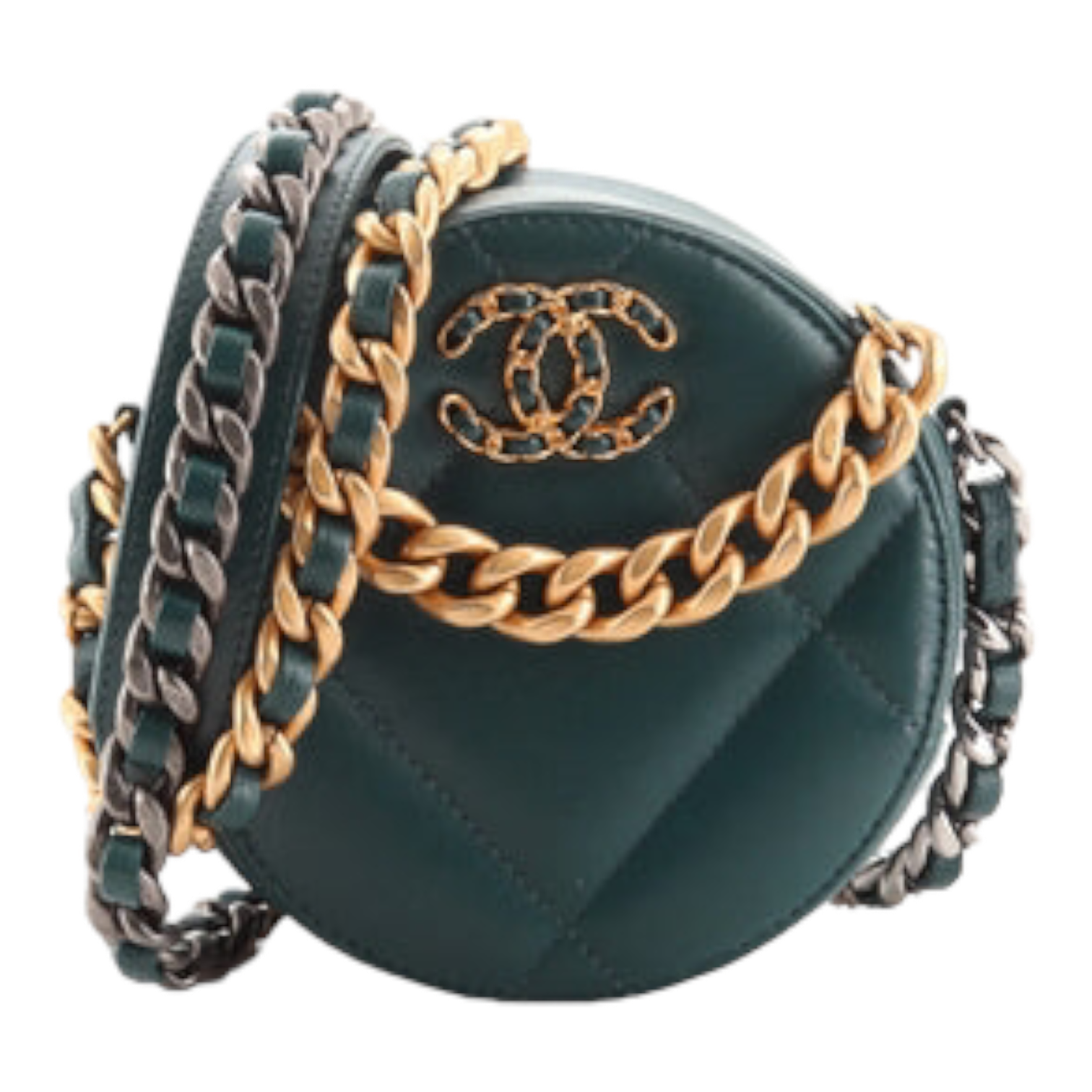 Chanel 19 Round Clutch with Chain Quilted Lambskin