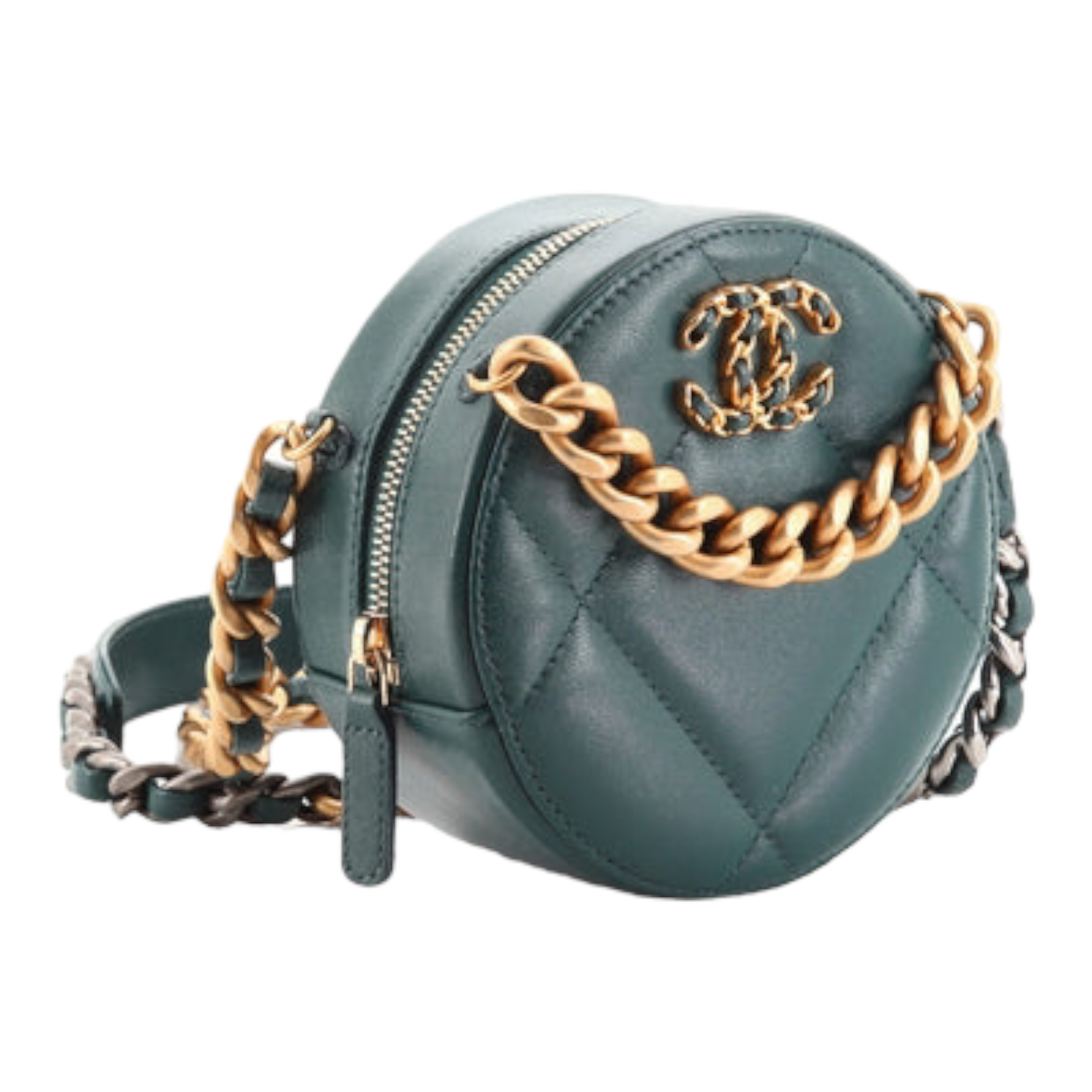 Chanel 19 Round Clutch with Chain Quilted Lambskin