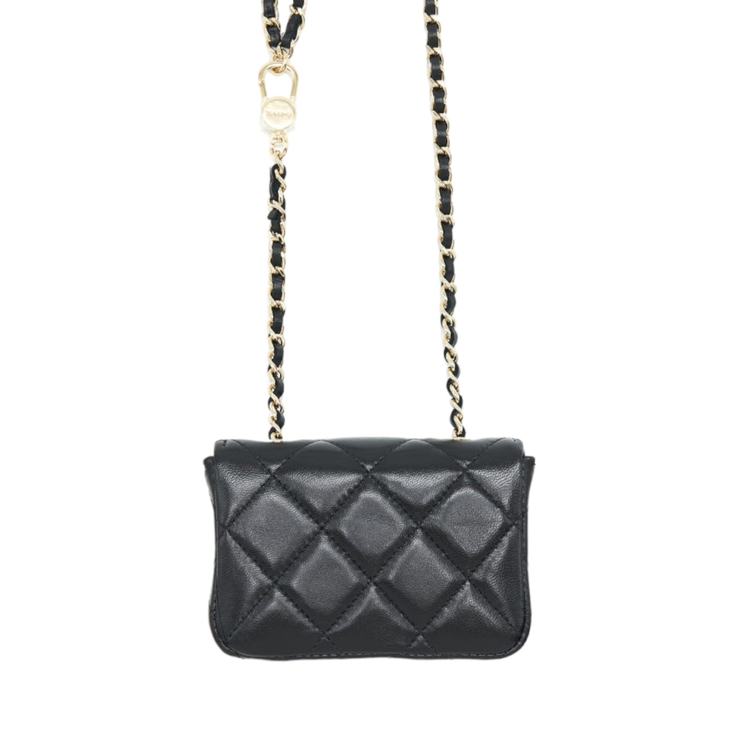 Chanel Mini Flap Belt Bag With Ribbon Lambskin Black Lghw