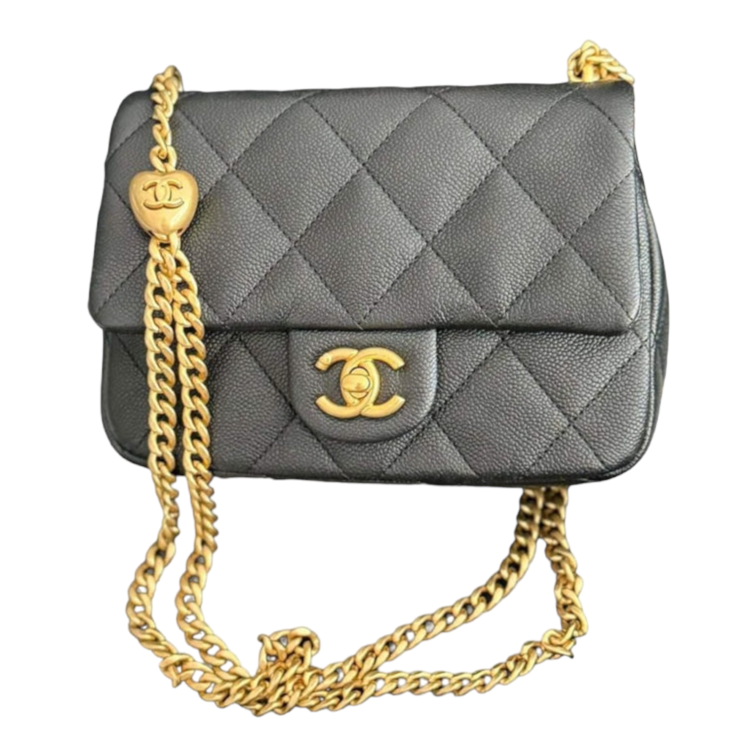 Chanel Mini Flap Bag My Heart Black Caviar AGHW 24P