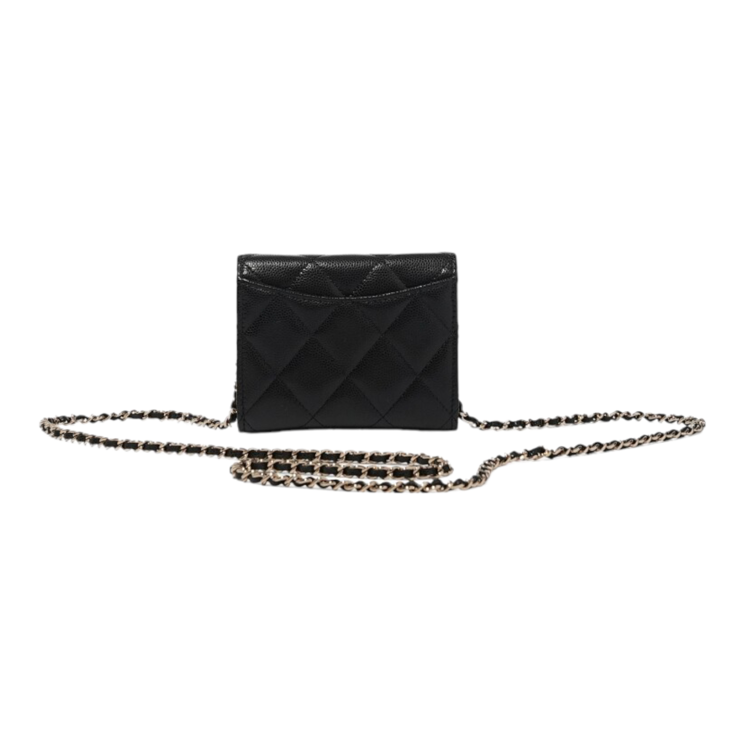 Chanel Black Quilted Caviar Flap Card Holder Pale Gold Hardware, 2021