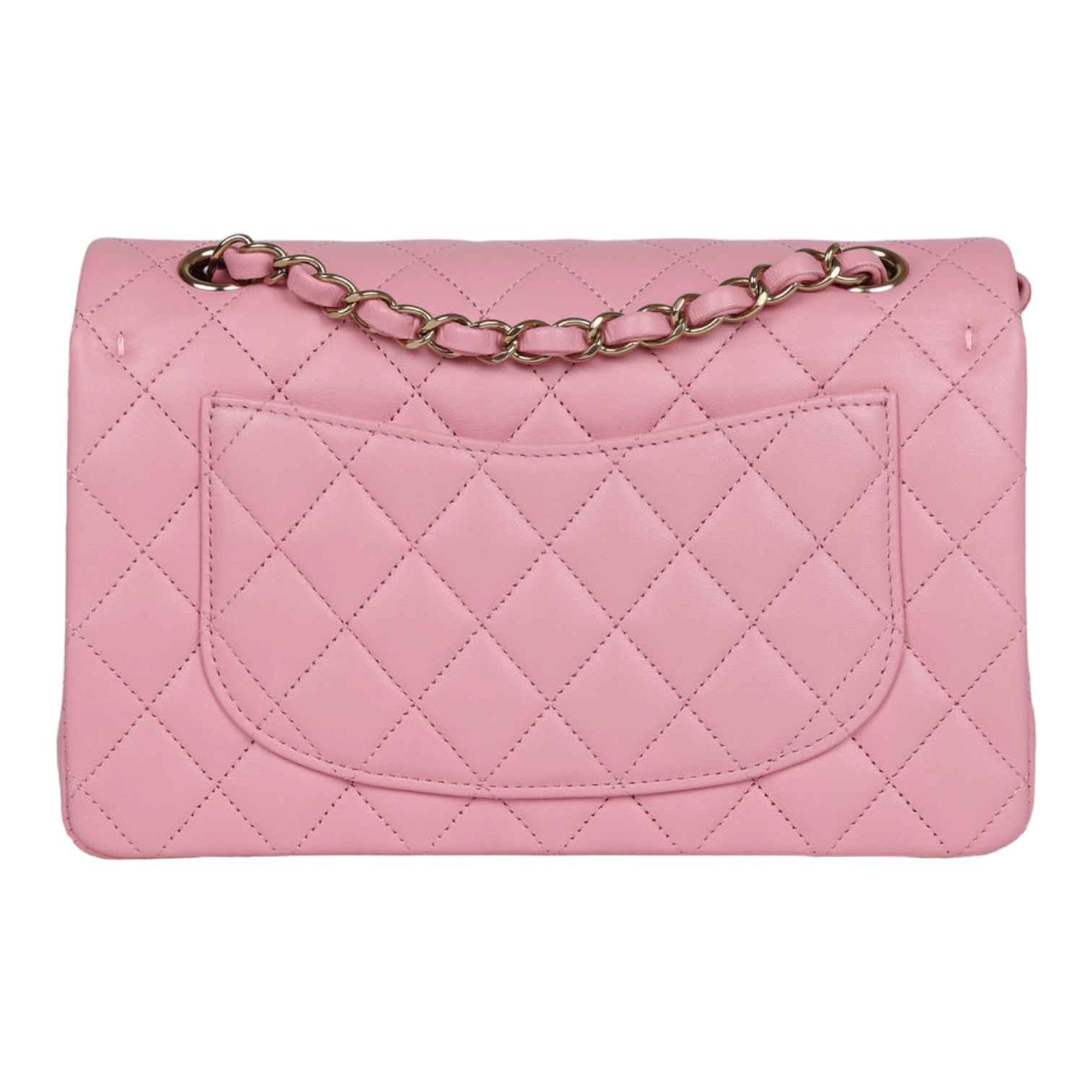 Chanel Small Classic Double Flap Dark Pink Lambskin Light Gold Hardware