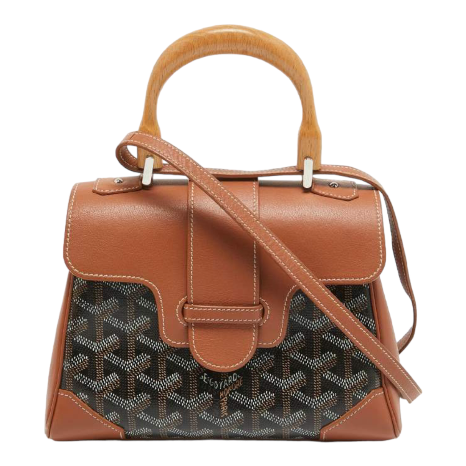 Goyard Brown Goyardine Coated Canvas and Leather Mini Saigon Top Handle Bag