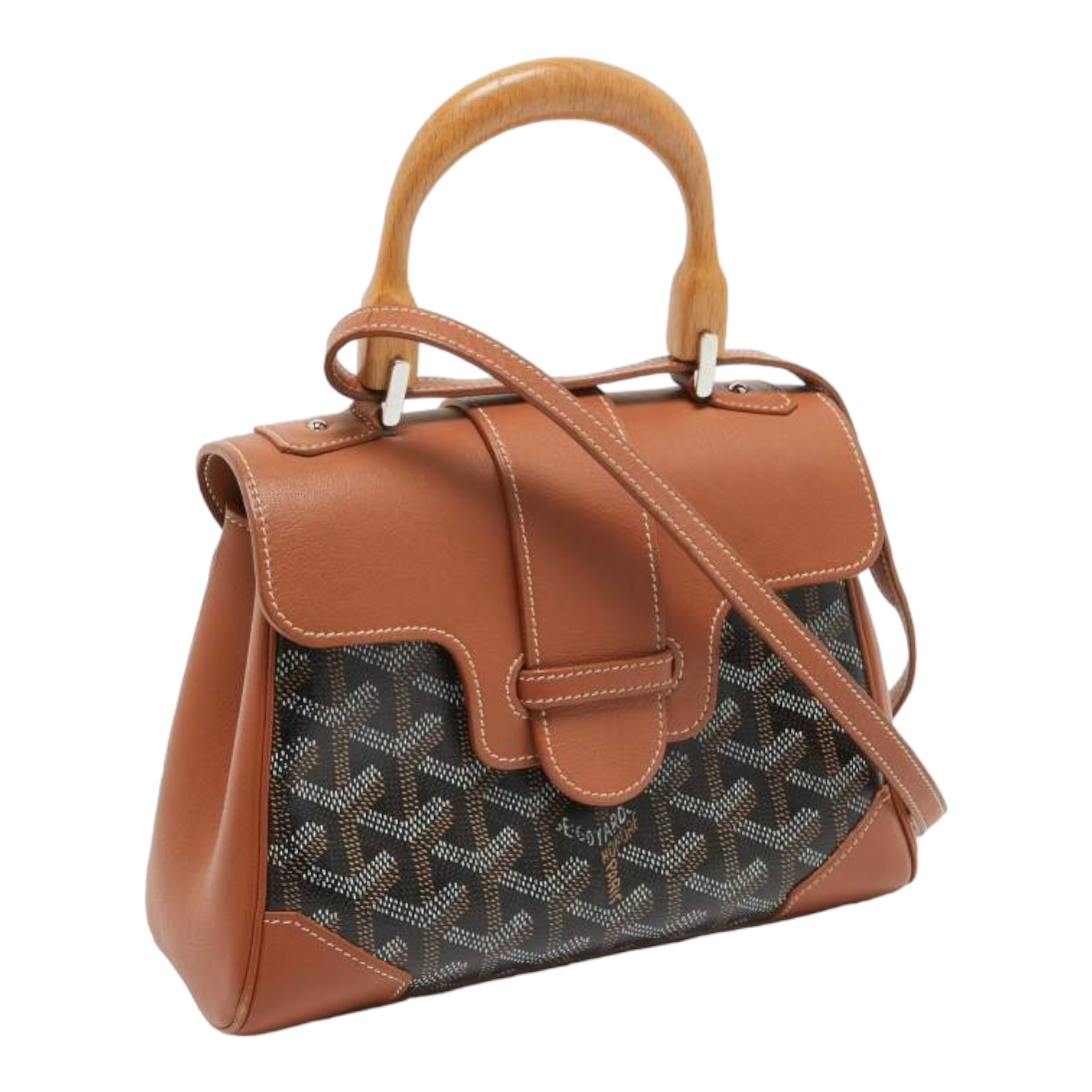 Goyard Brown Goyardine Coated Canvas and Leather Mini Saigon Top Handle Bag