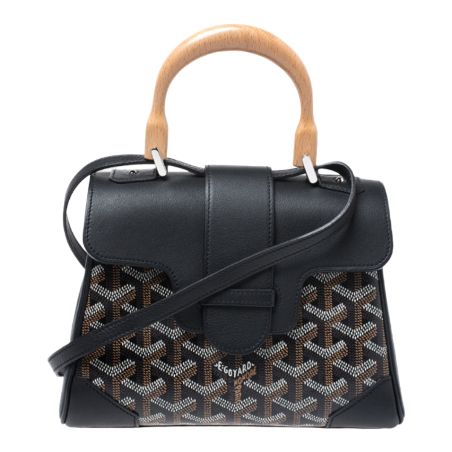 Goyard Black Goyardine Canvas and Leather Mini Saigon Top Handle Bag