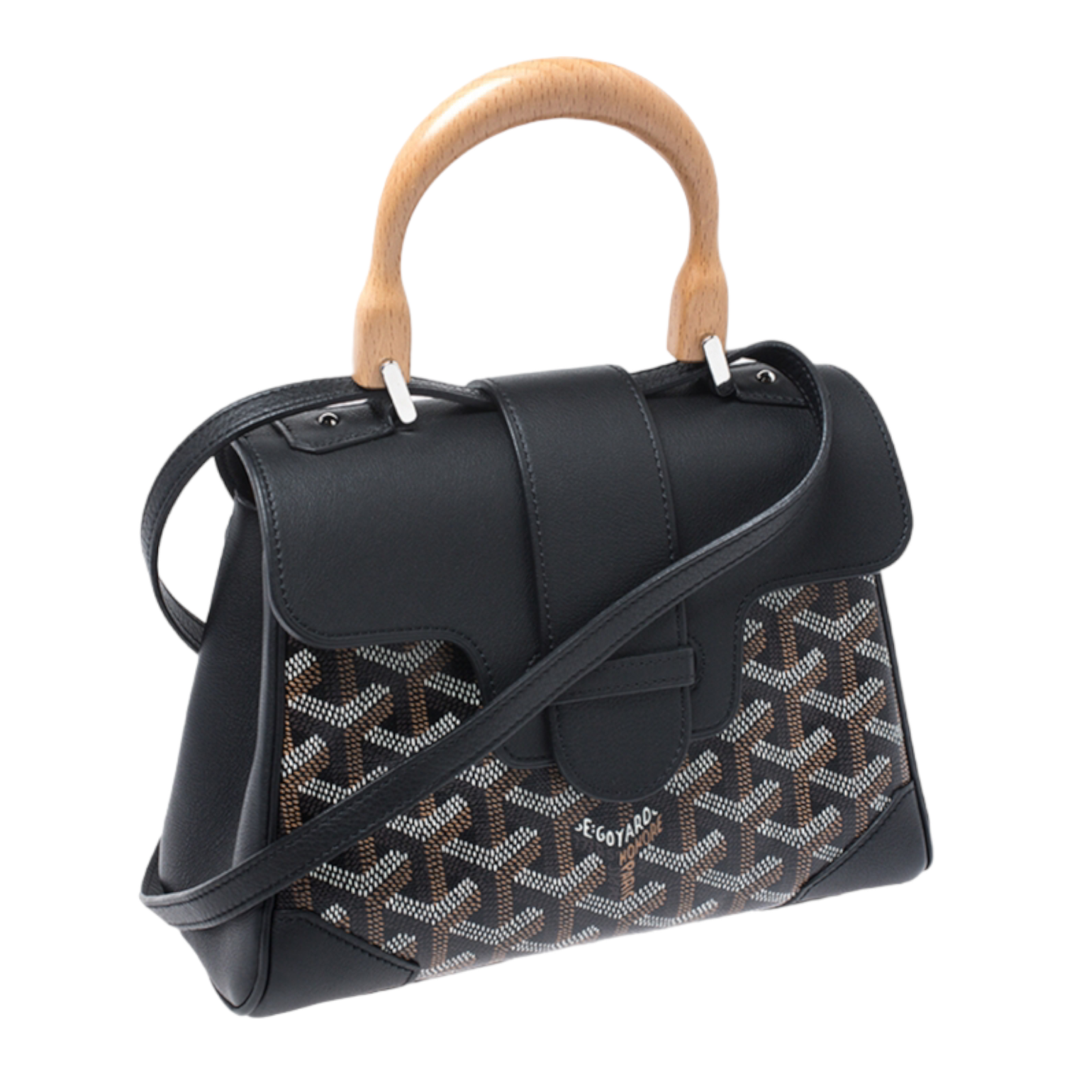 Goyard Black Goyardine Canvas and Leather Mini Saigon Top Handle Bag