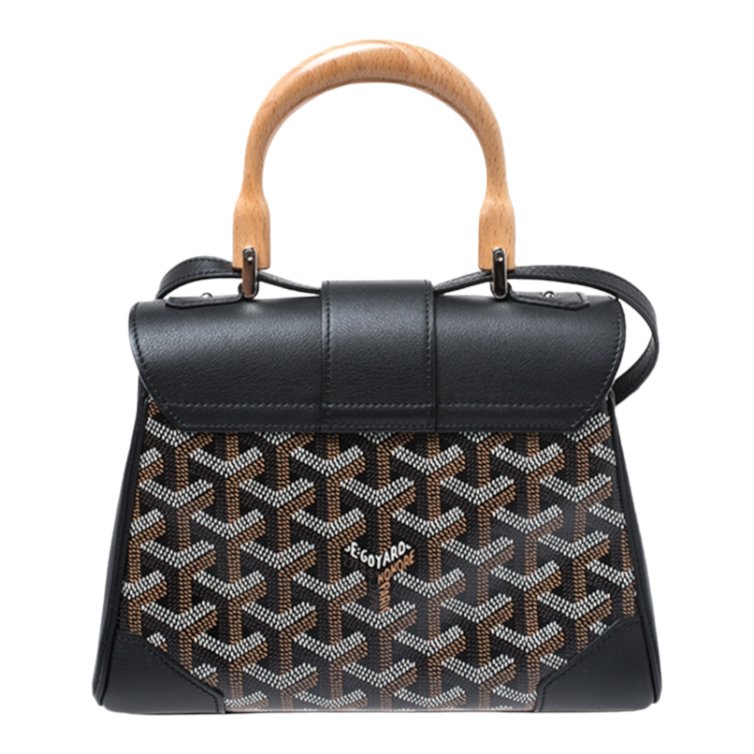 Goyard Black Goyardine Canvas and Leather Mini Saigon Top Handle Bag