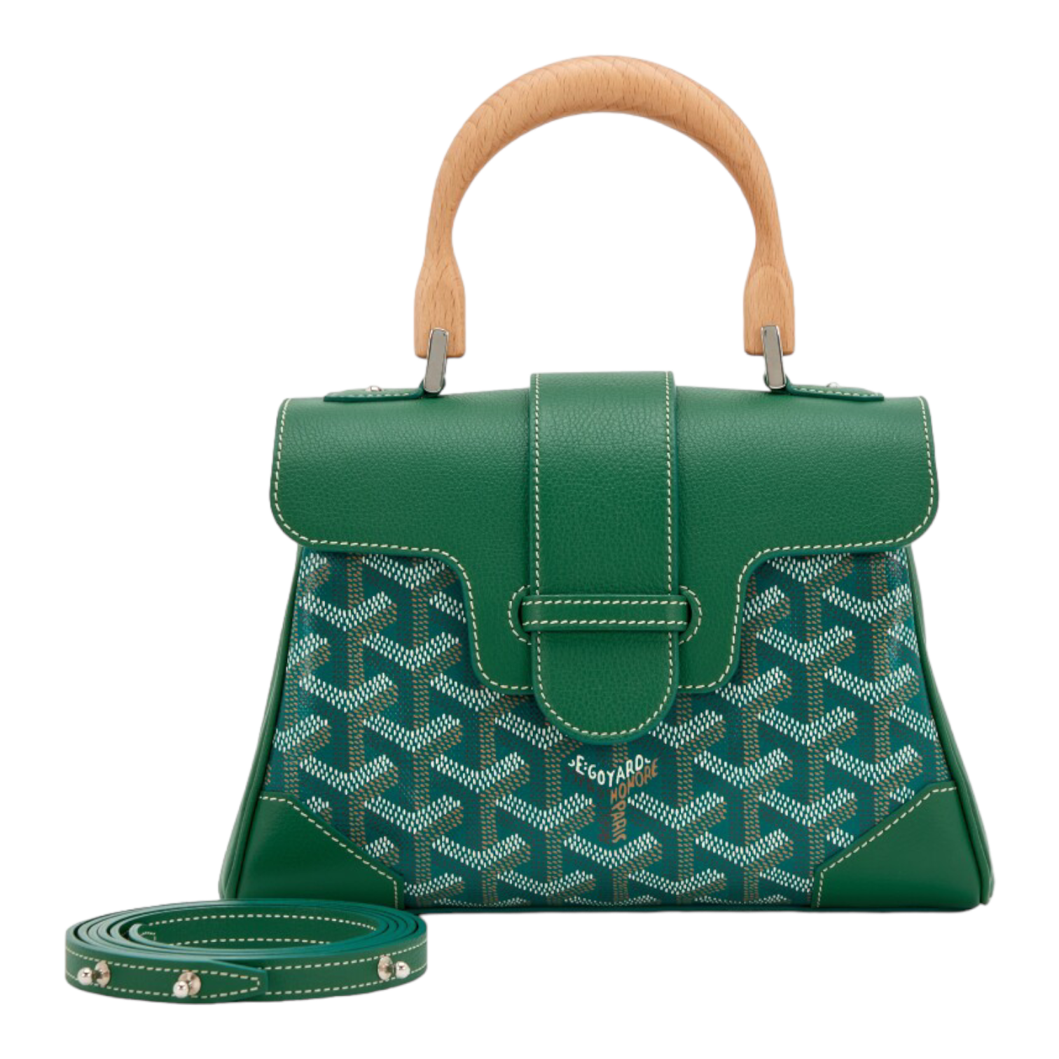 Goyard Green Goyardine Canvas and Chevroches Calfskin Saïgon Souple Mini Bag,