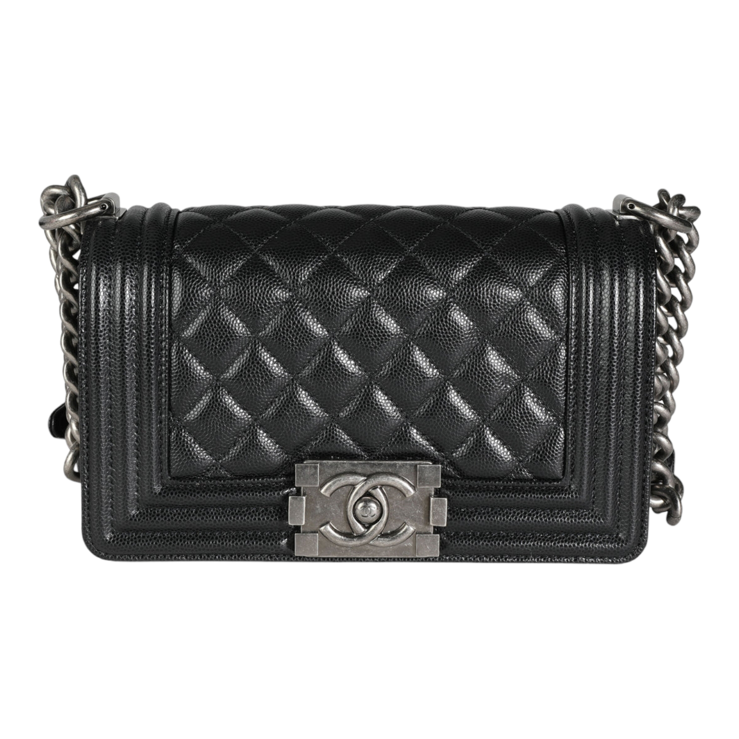 Chanel Black Caviar Quilted Small Boy Bag