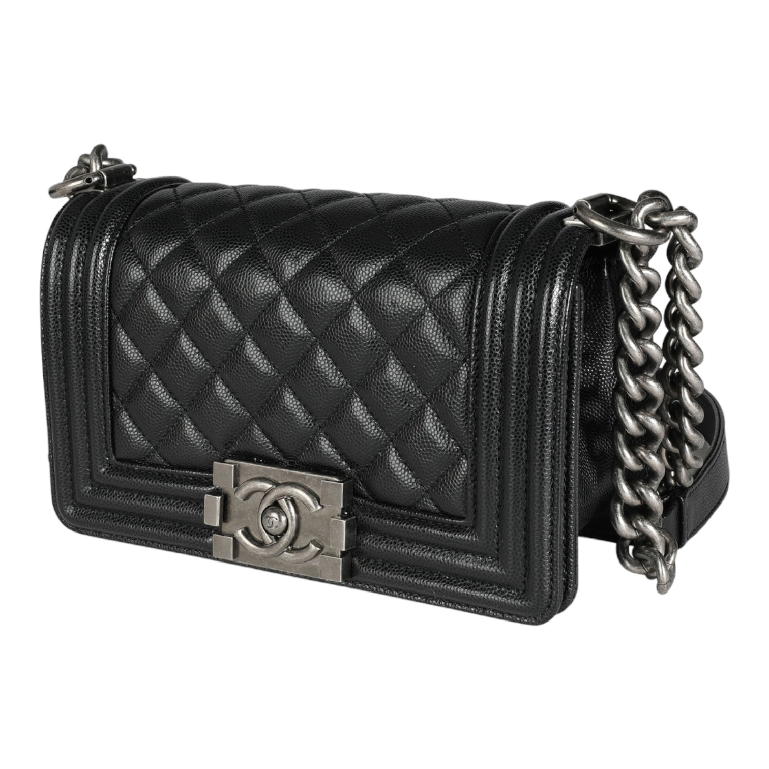 Chanel Black Caviar Quilted Small Boy Bag