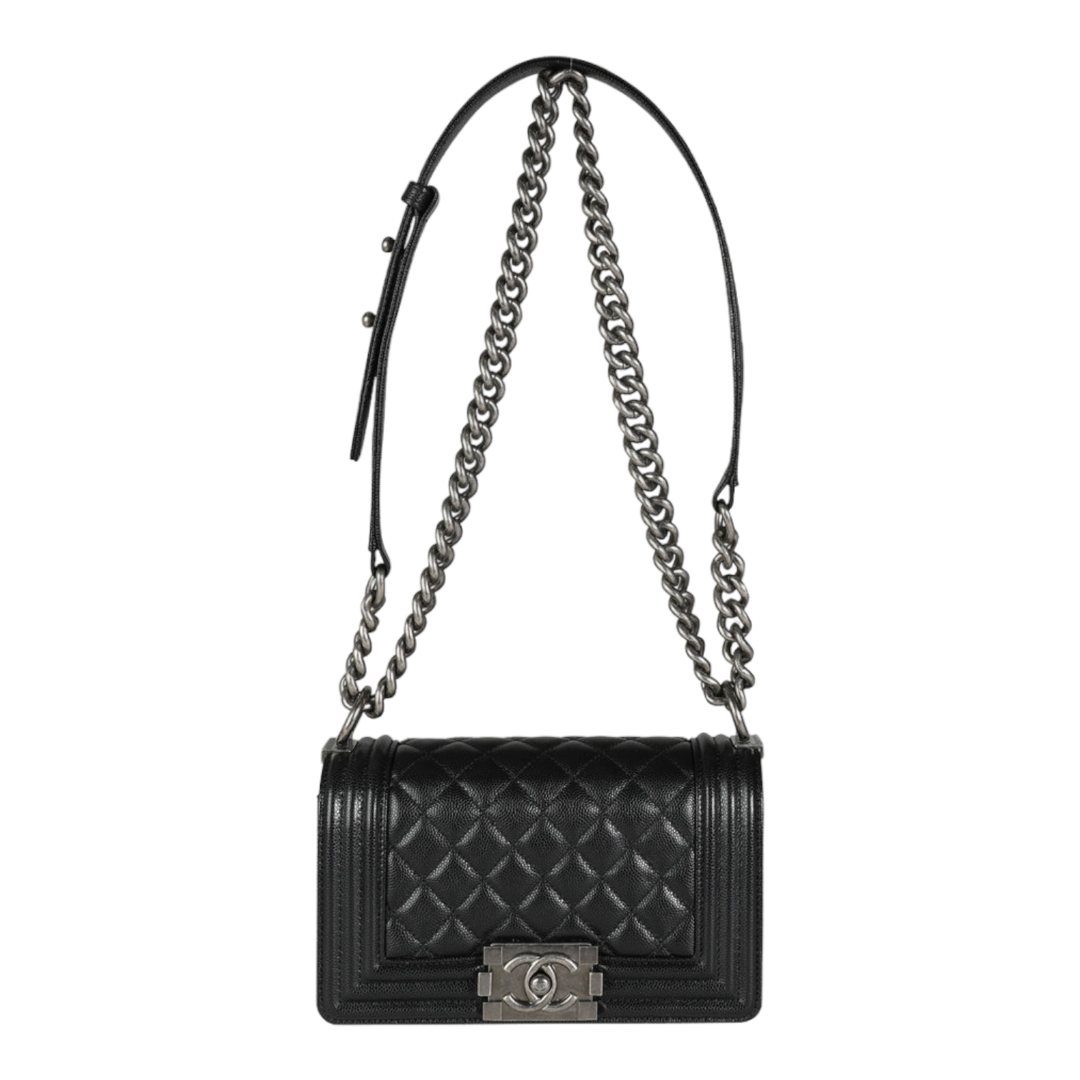 Chanel Black Caviar Quilted Small Boy Bag