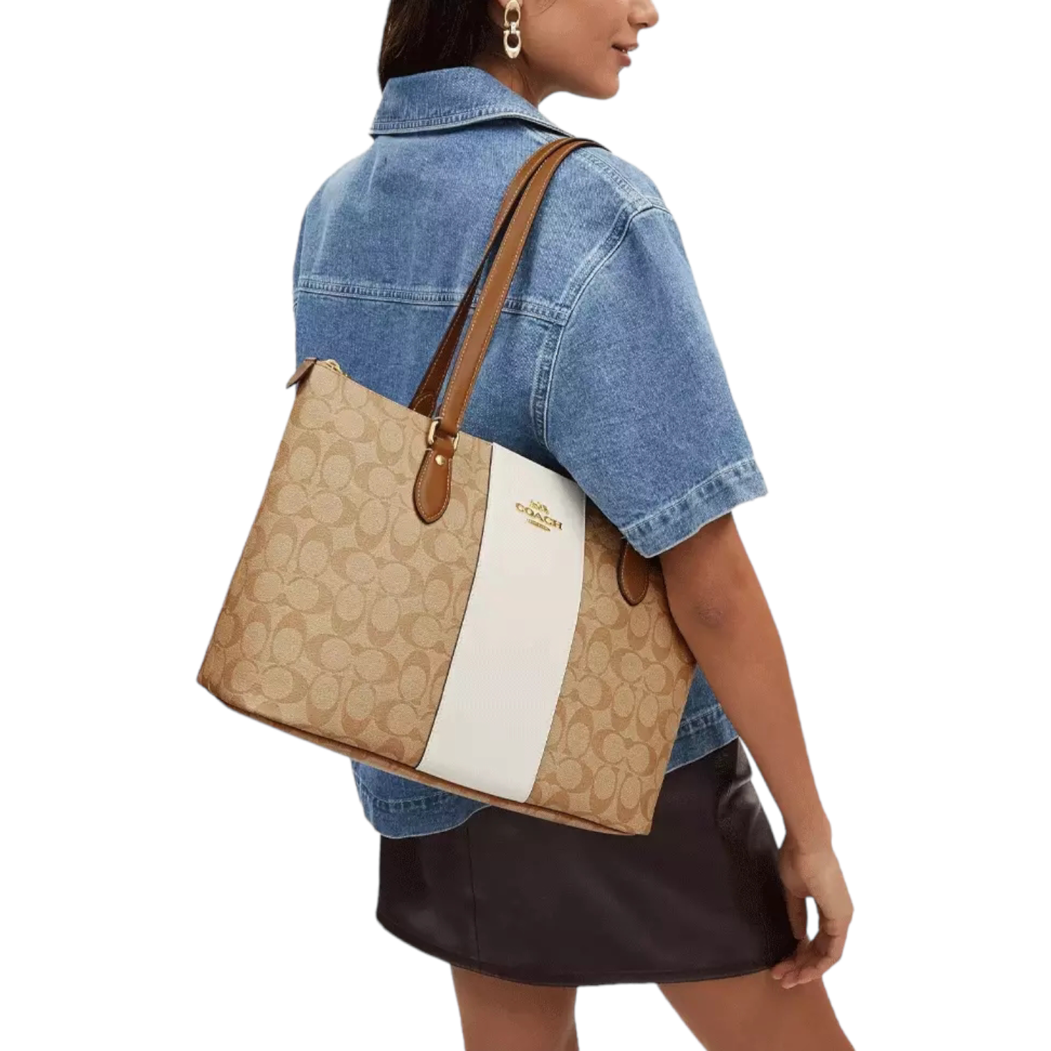 Coach Gallery Tote In Signature Canvas With Stripe