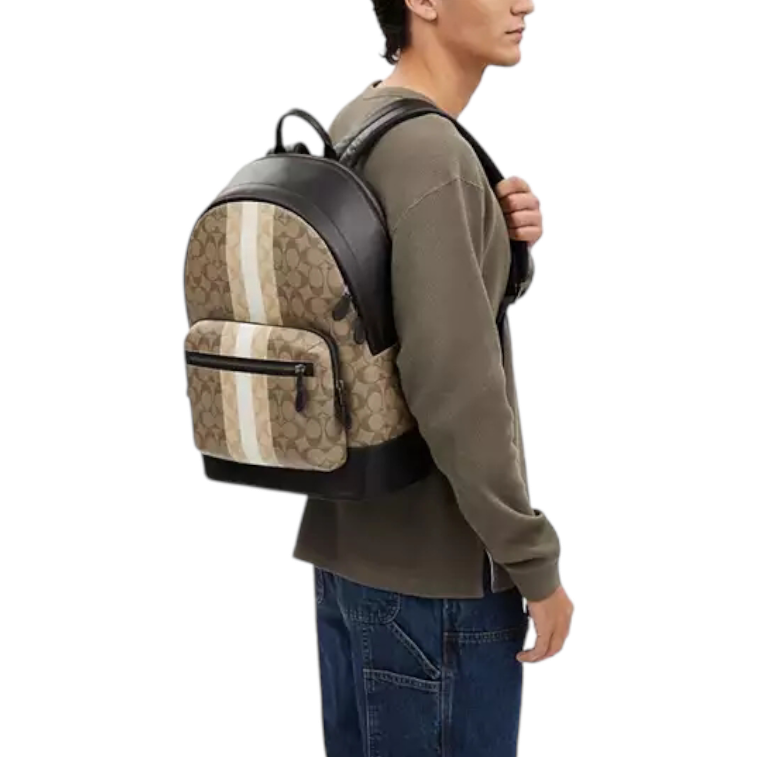 Coach West Backpack In Blocked Signature Canvas With Varsity Stripe