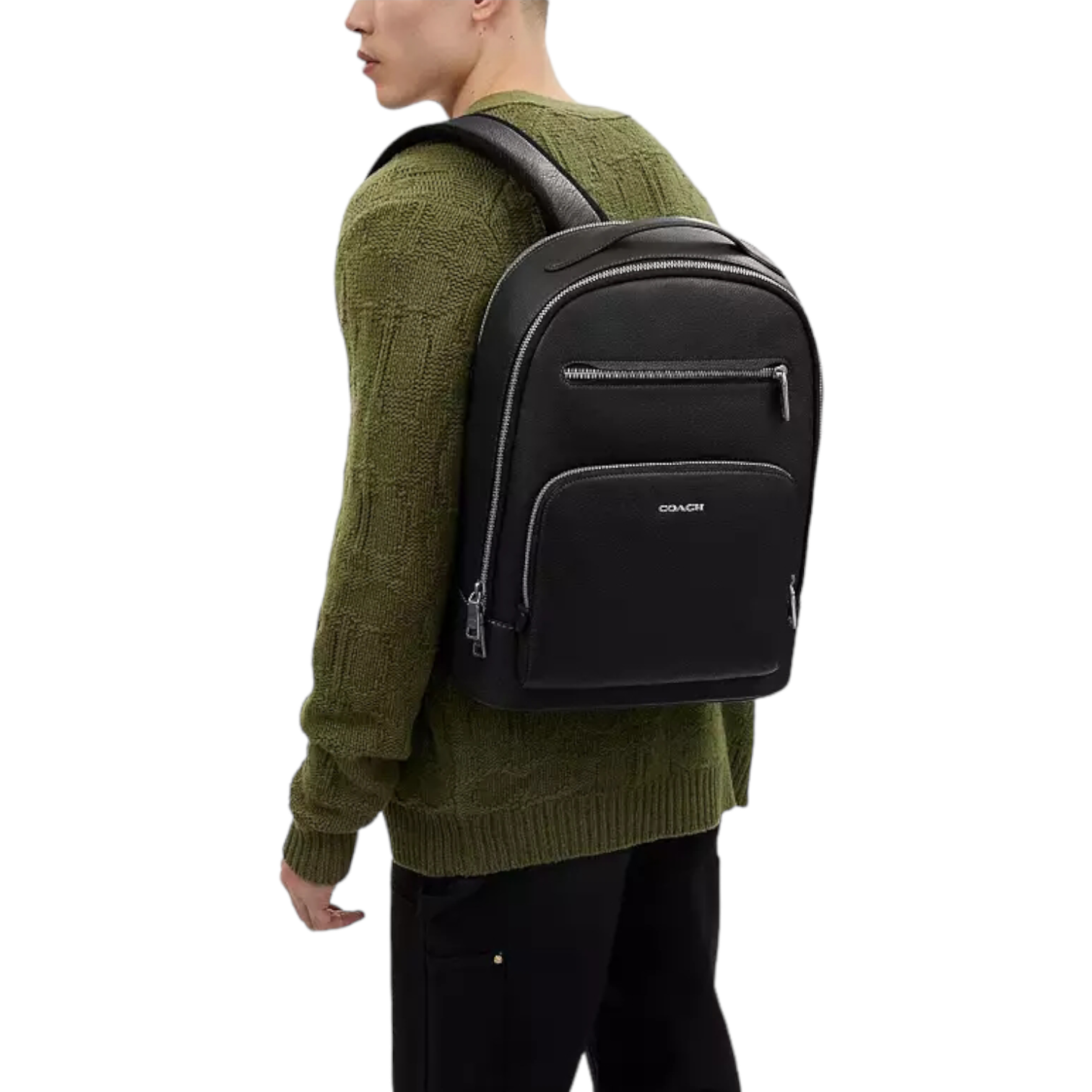 Coach Ethan Backpack In Signature "Silver Black"