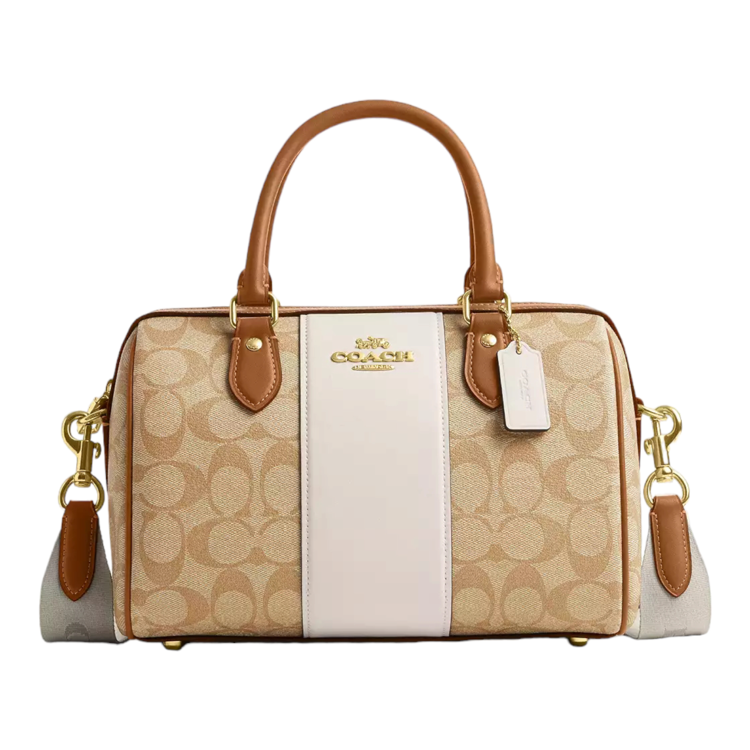 Coach Rowan Satchel Bag In Signature Canvas With Stripe