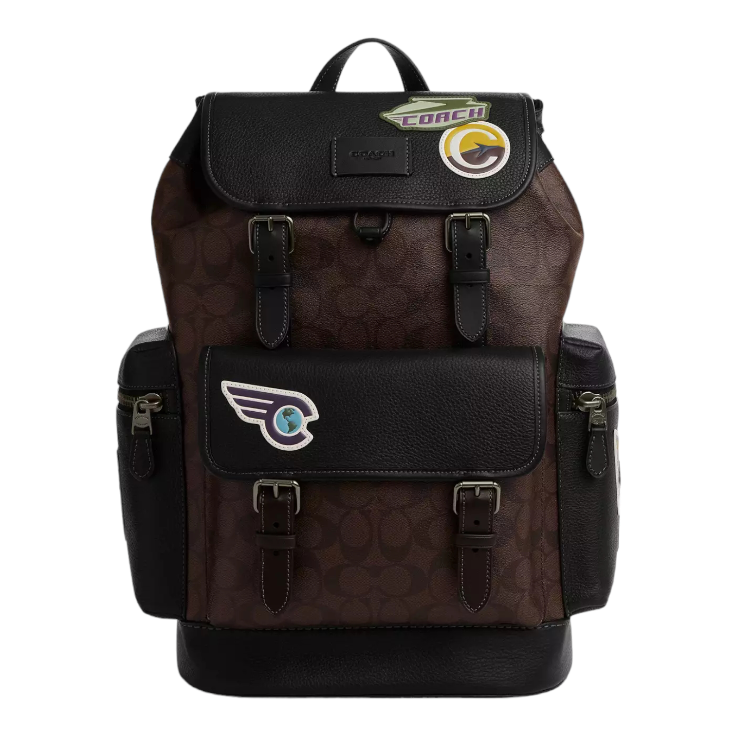 Coach Sprint Backpack In Signature Canvas With Travel Patches