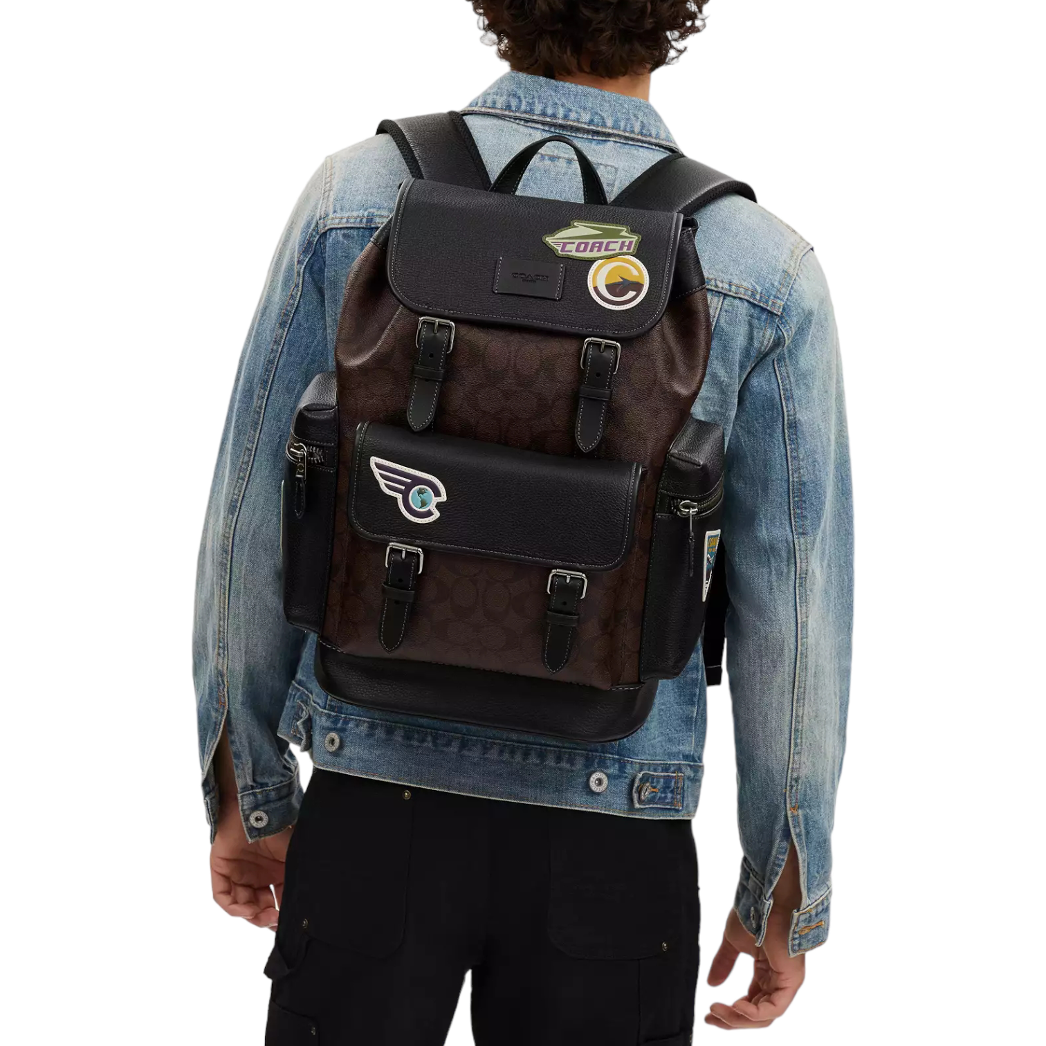 Coach Sprint Backpack In Signature Canvas With Travel Patches