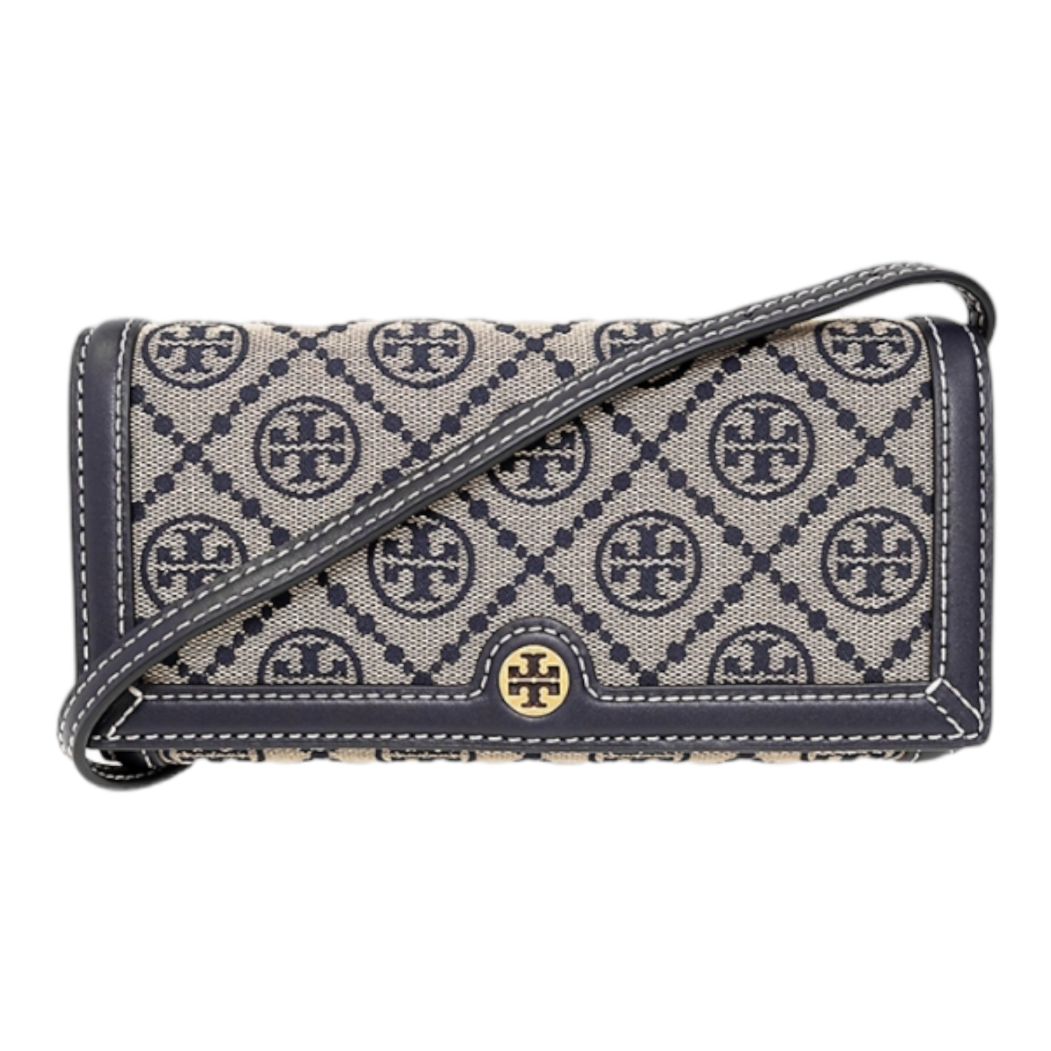 Tory Burch T Monogram Jacquard Wallet Crossbody Tory Navy