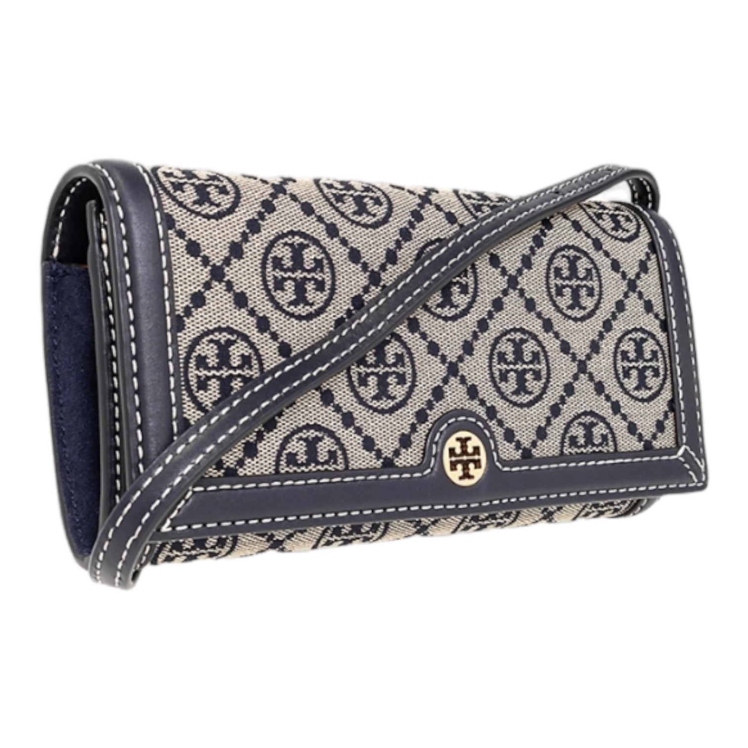 Tory Burch T Monogram Jacquard Wallet Crossbody Tory Navy