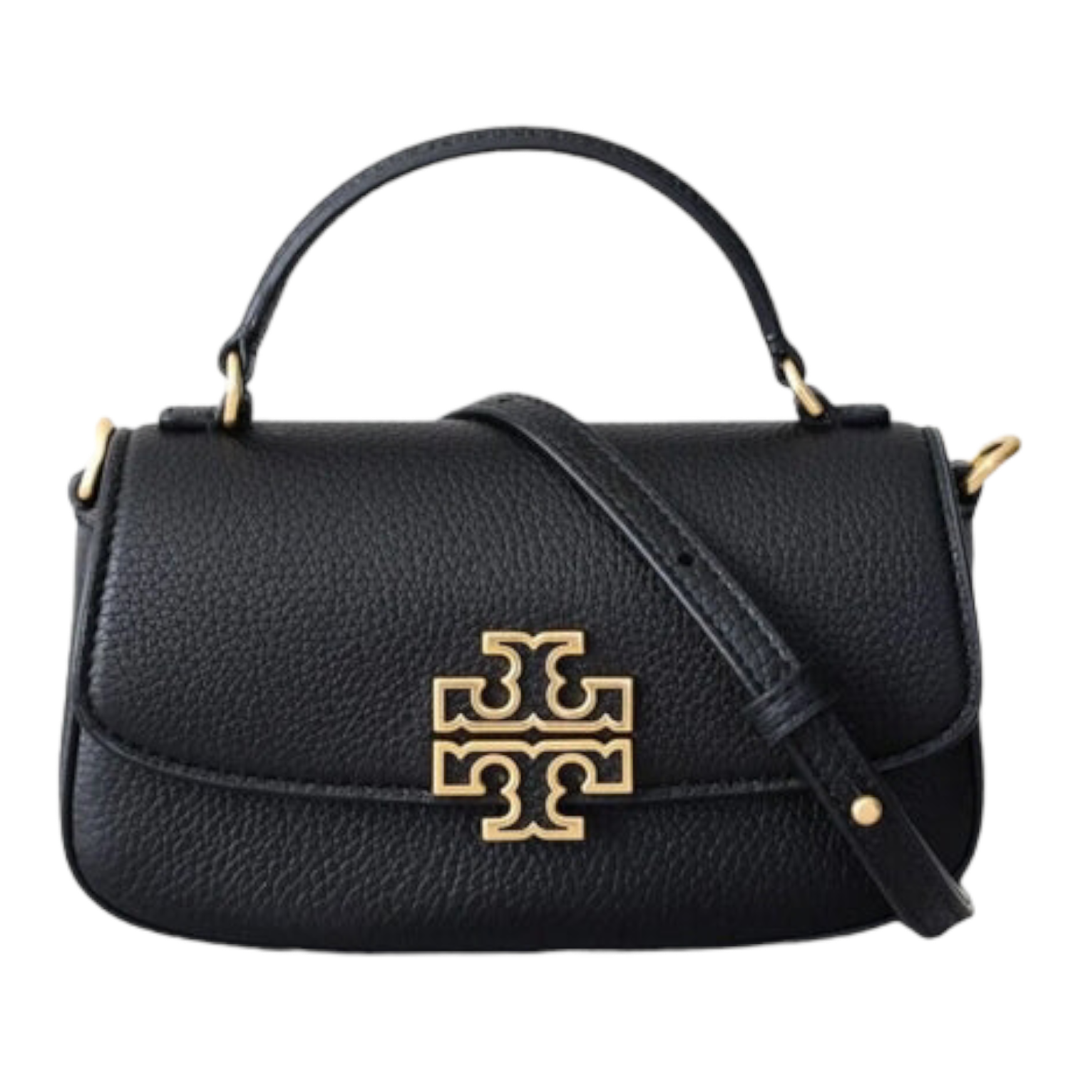 Tory Burch Britten Mini Top Handle Leather Bag Black