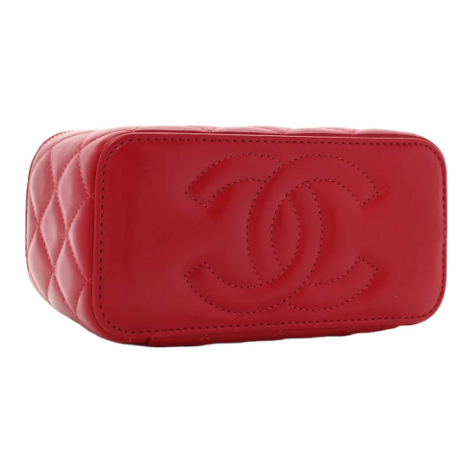 Chanel Lambskin Quilted Small Pillow Crush Vanity Case With Chain Red