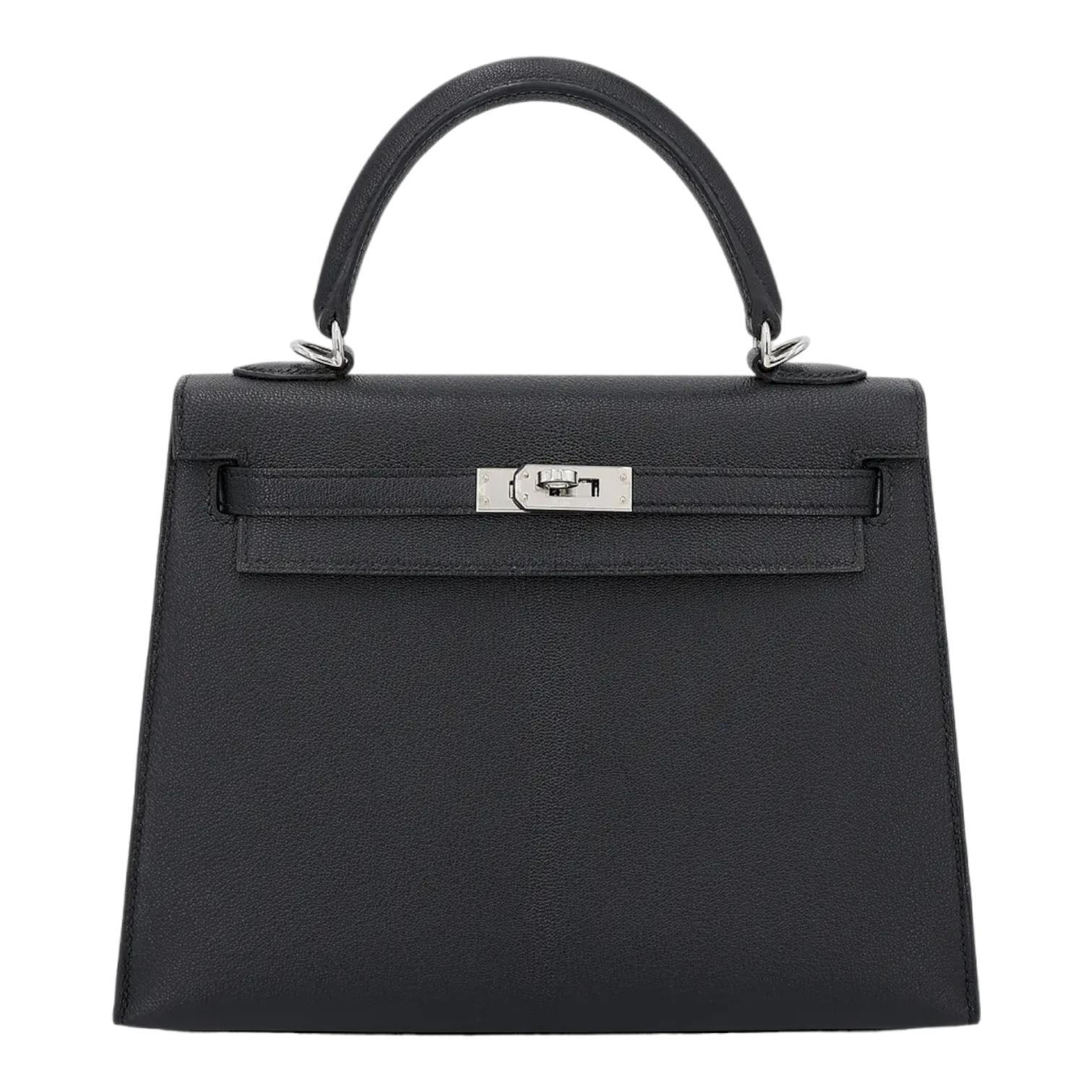 Hermes Kelly 25 Black Chevre Leather With Palladium Hardware