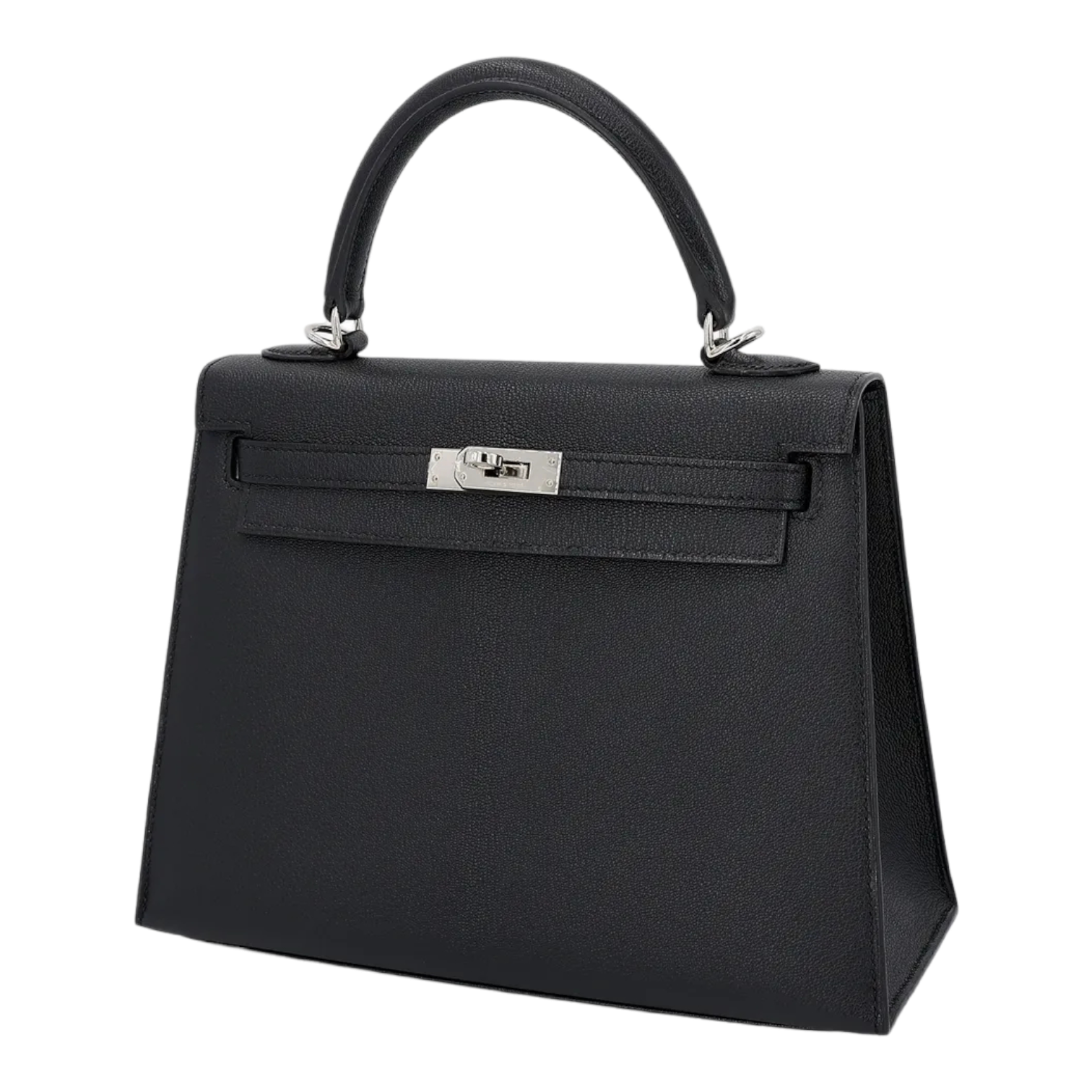 Hermes Kelly 25 Black Chevre Leather With Palladium Hardware