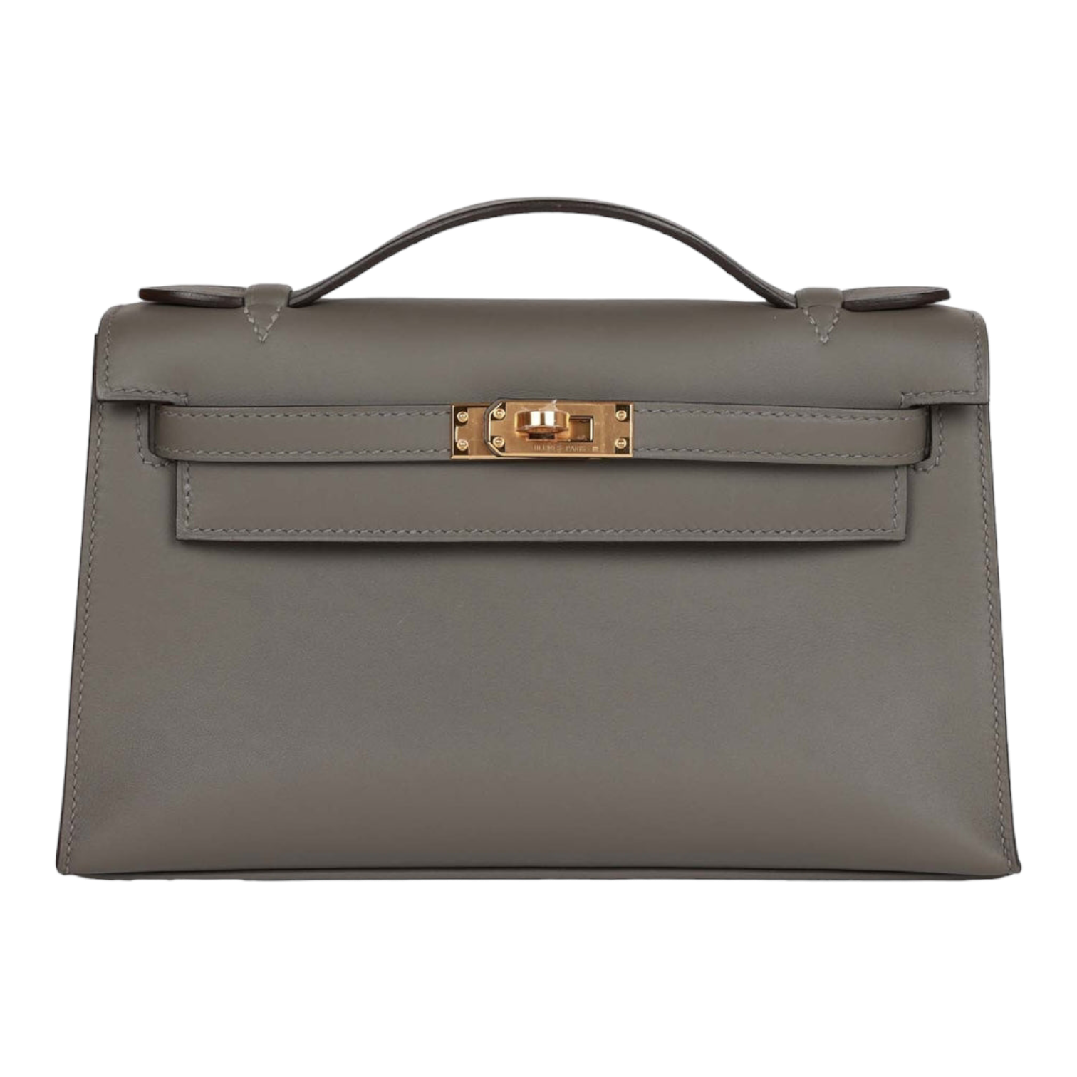 Hermes Kelly Pochette Gris Meyer Swift Gold Hardware