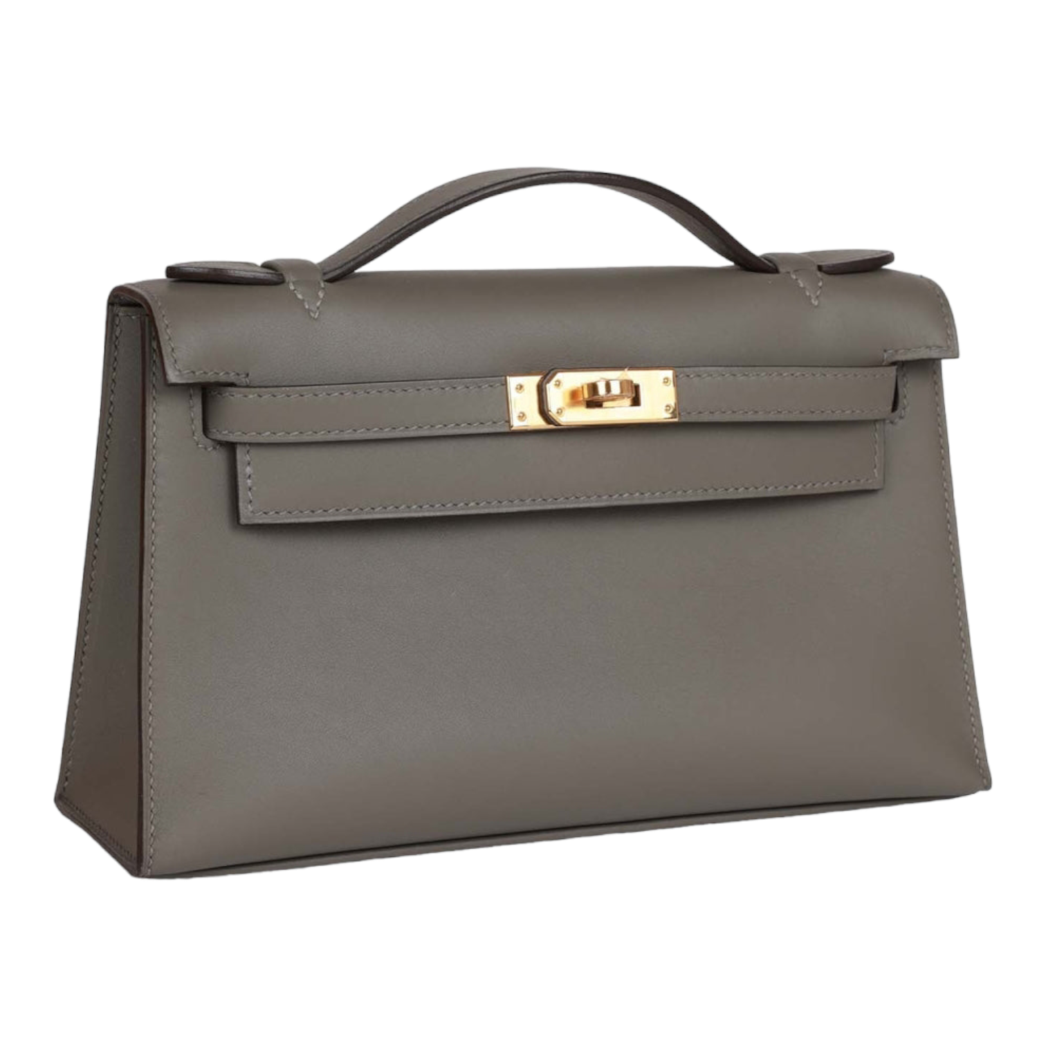 Hermes Kelly Pochette Gris Meyer Swift Gold Hardware