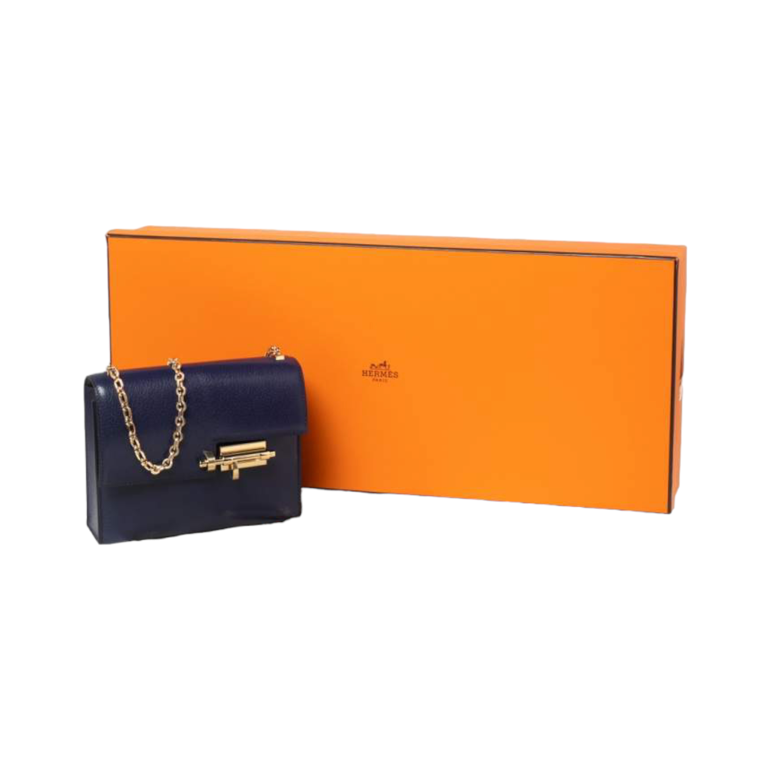 Hermes Encre Chevre Leather Mini Verrou Chaine Bag