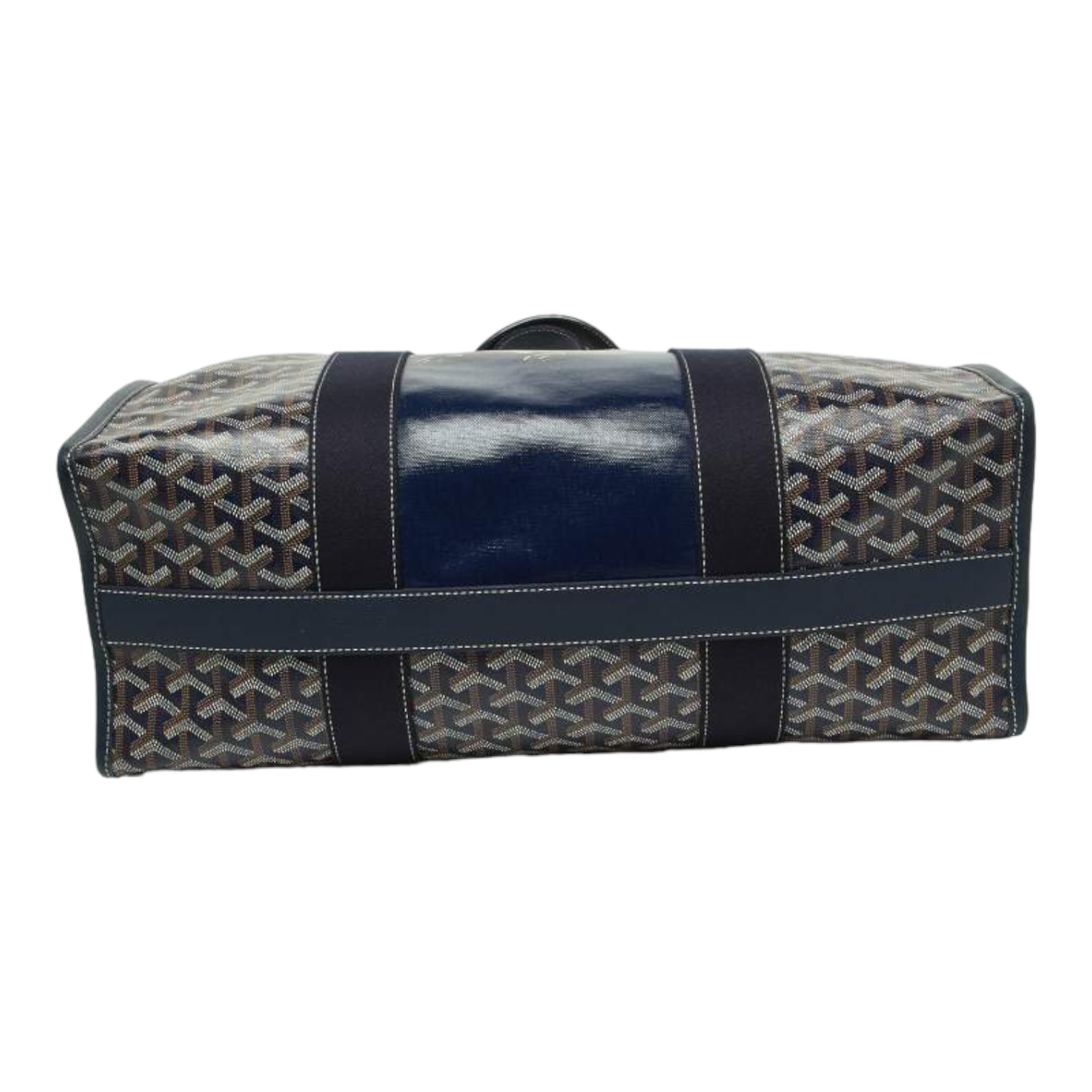 Goyard Blue Goyardine Coated Canvas and Leather Villette MM Tote