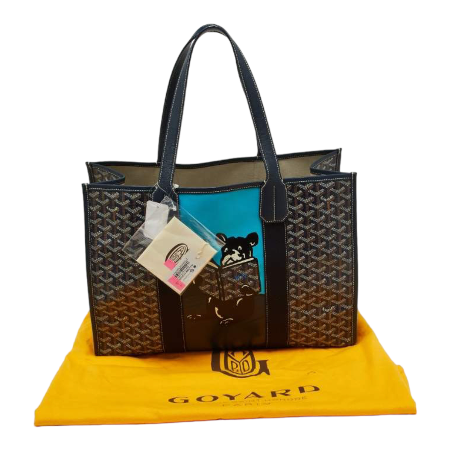 Goyard Blue Goyardine Coated Canvas and Leather Villette MM Tote