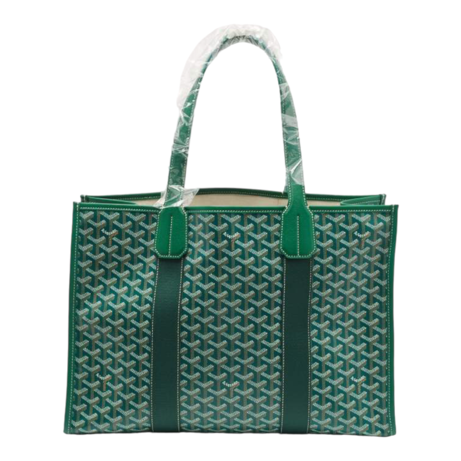 Goyard Green Goyardine Coated Canvas and Leather Villette Tote