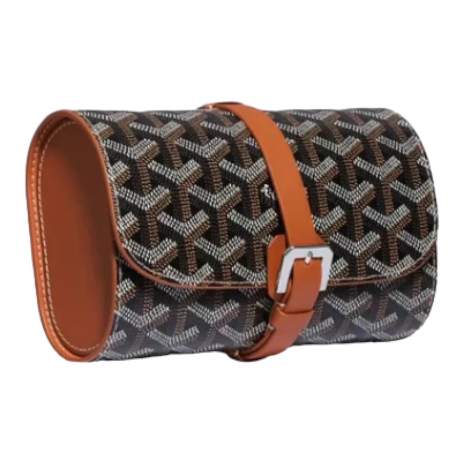 Goyard Double Travel Watch Case "Black/Brown"