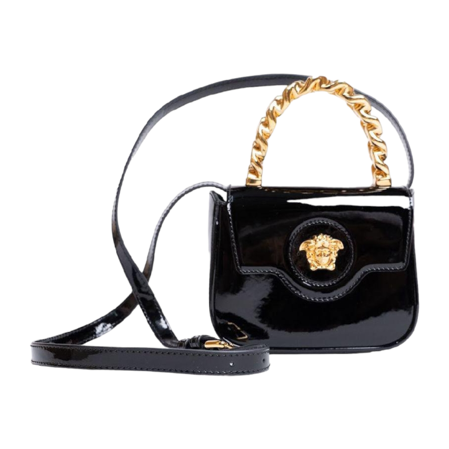 Versace Medusa Patent Leather Top Handle Bag